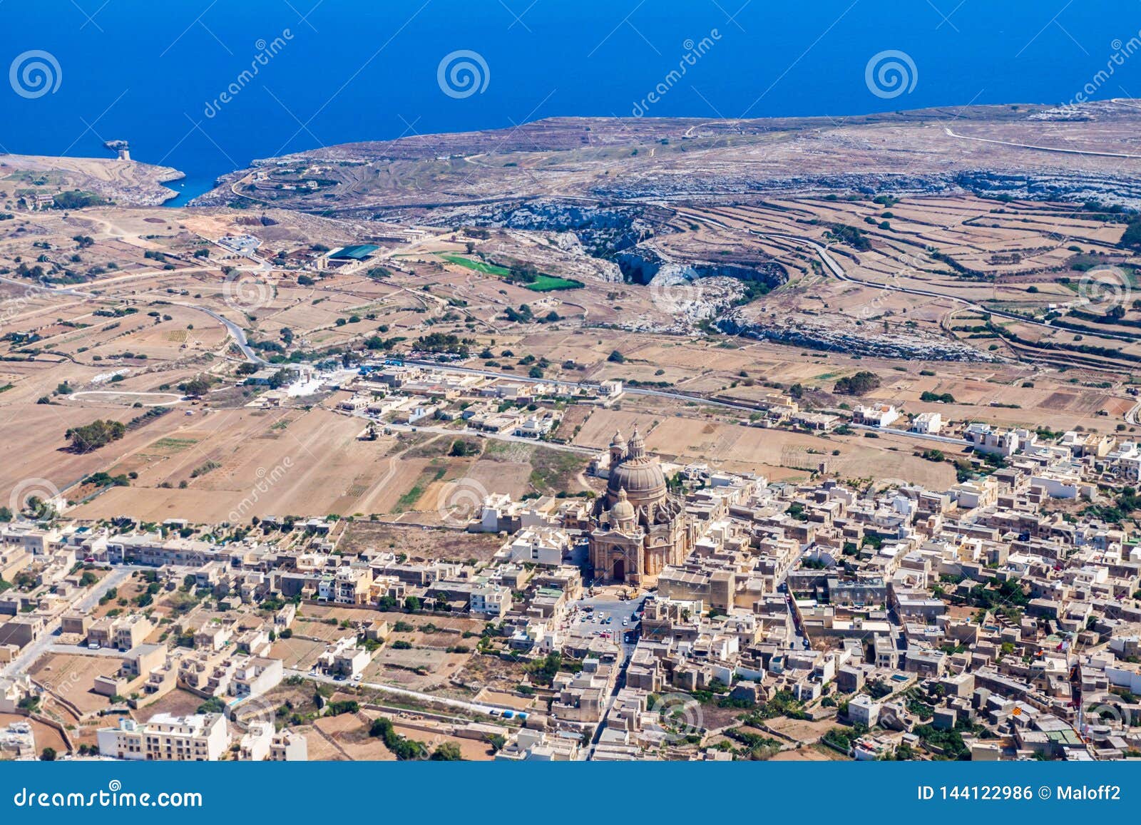 the rotunda of xewkija, casal xeuchia is the largest in gozo and its dome dominates the island everywhere. mgarr ix-xini bay.