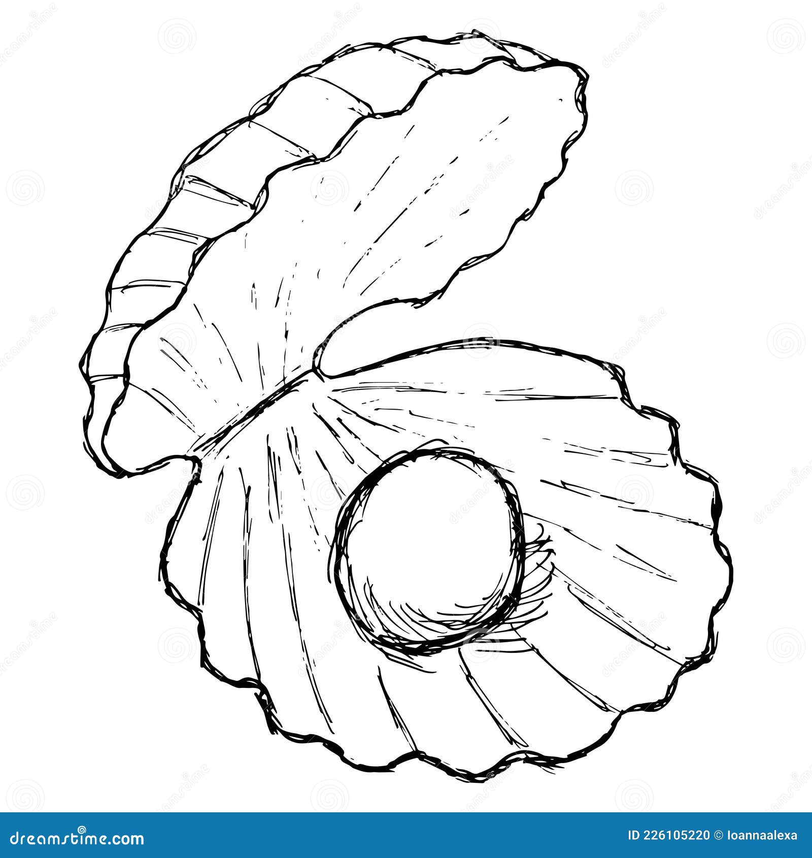 Rough Freehand Outline Drawing of a Seashell with a Pearl. Vector Sketch of  an Open Shell with a Round Ball Inside, Isolated on Stock Vector -  Illustration of pencil, flat: 226105220