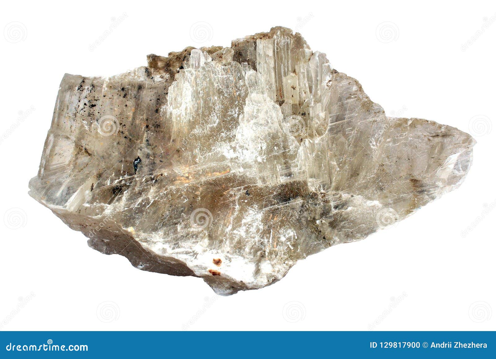 rough muscovite mica stone  on white background