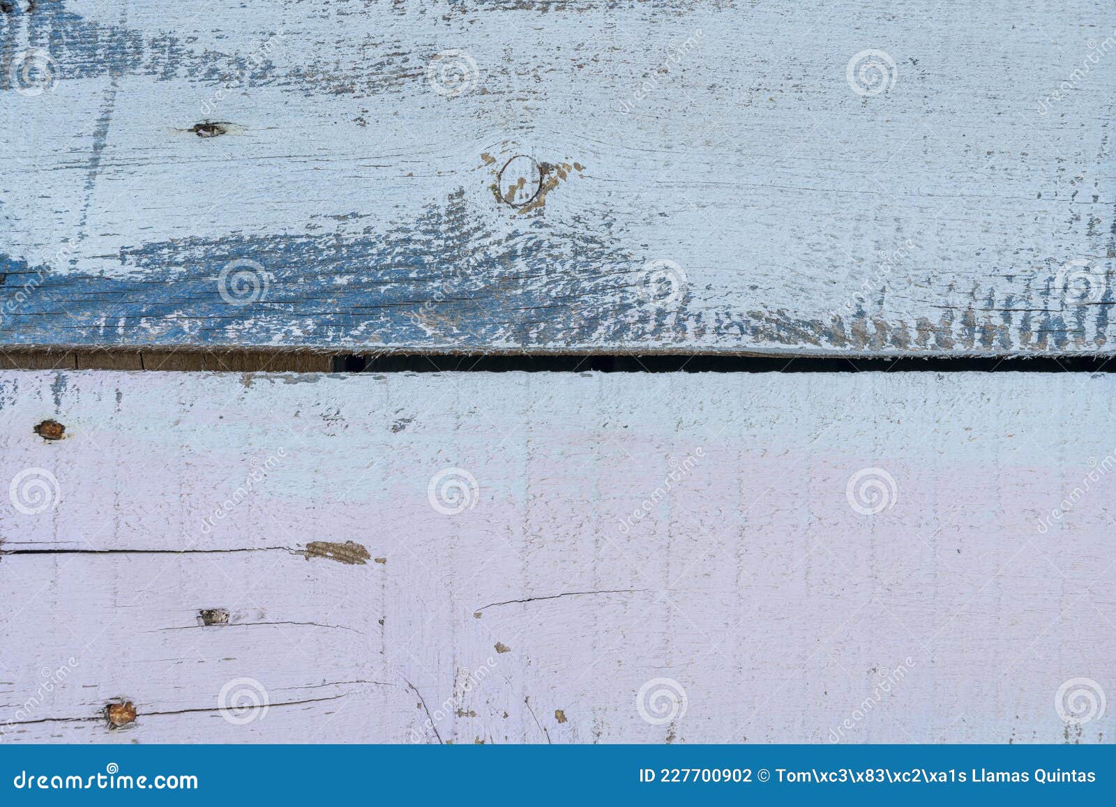 Rough Planks Painted with Pastel Chalk Paint with Streaks and Rusty