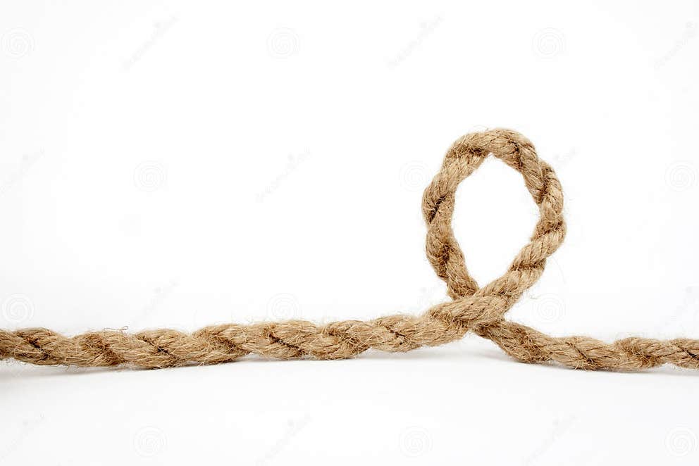 Rough Rope Coiled in a Loop Isolated on White Stock Photo Image of