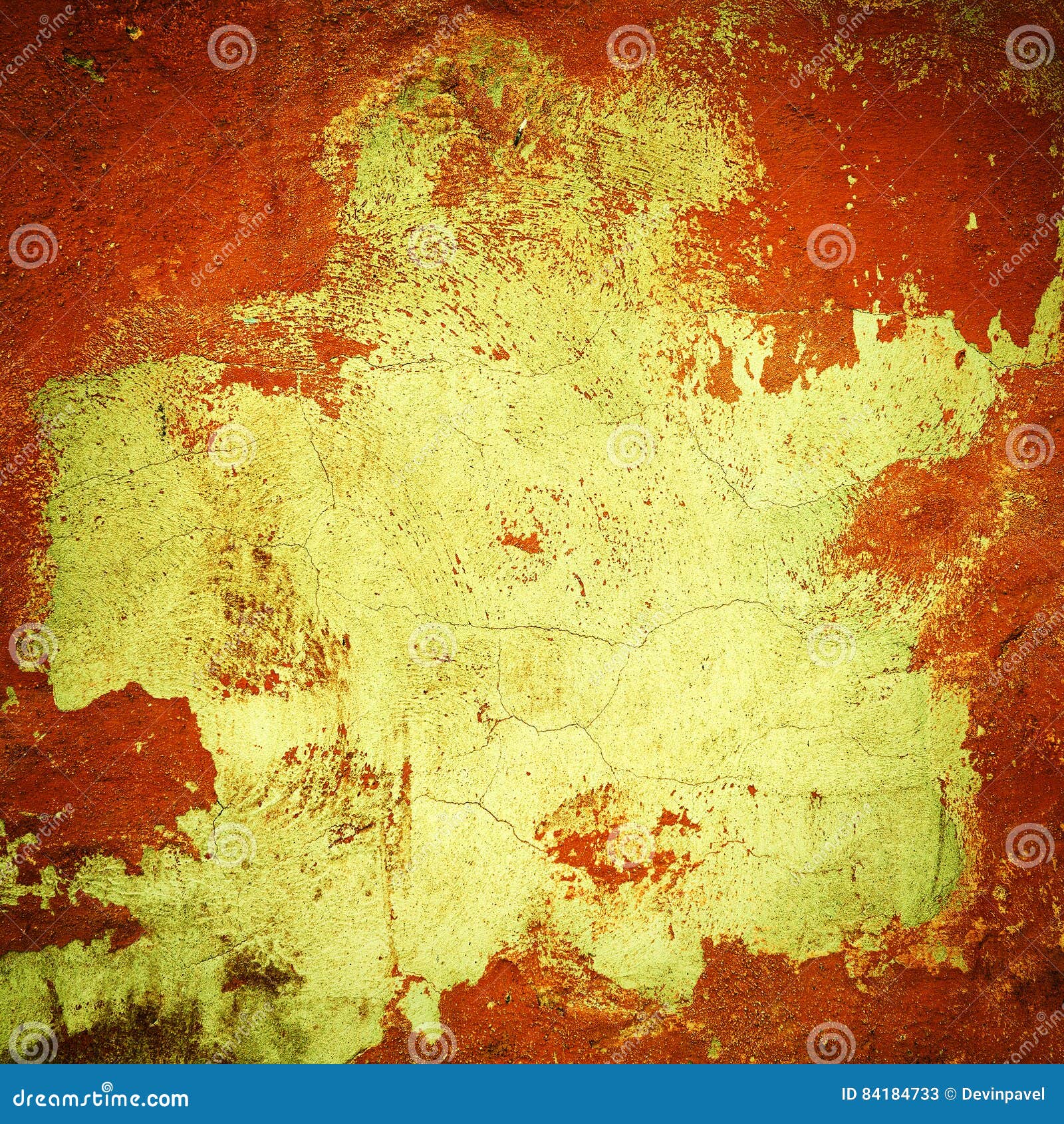 Rough Wall with Cracks. Grunge Red Background with Big Yellow Spot in the  Center Stock Image - Image of retro, antique: 84184733