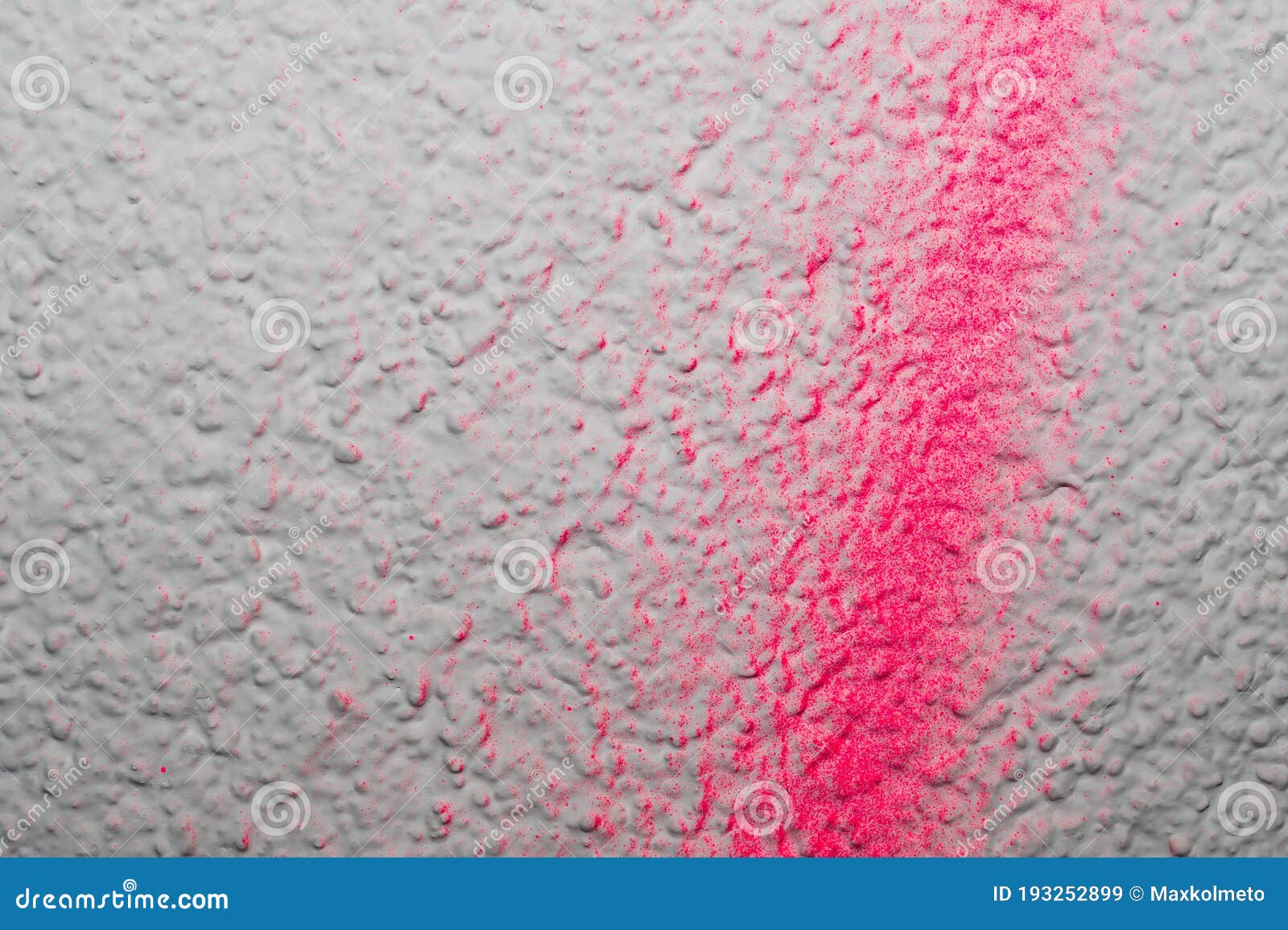 Rough Wall with Red Splashes of Paint. Uneven Surface. Painted Concrete