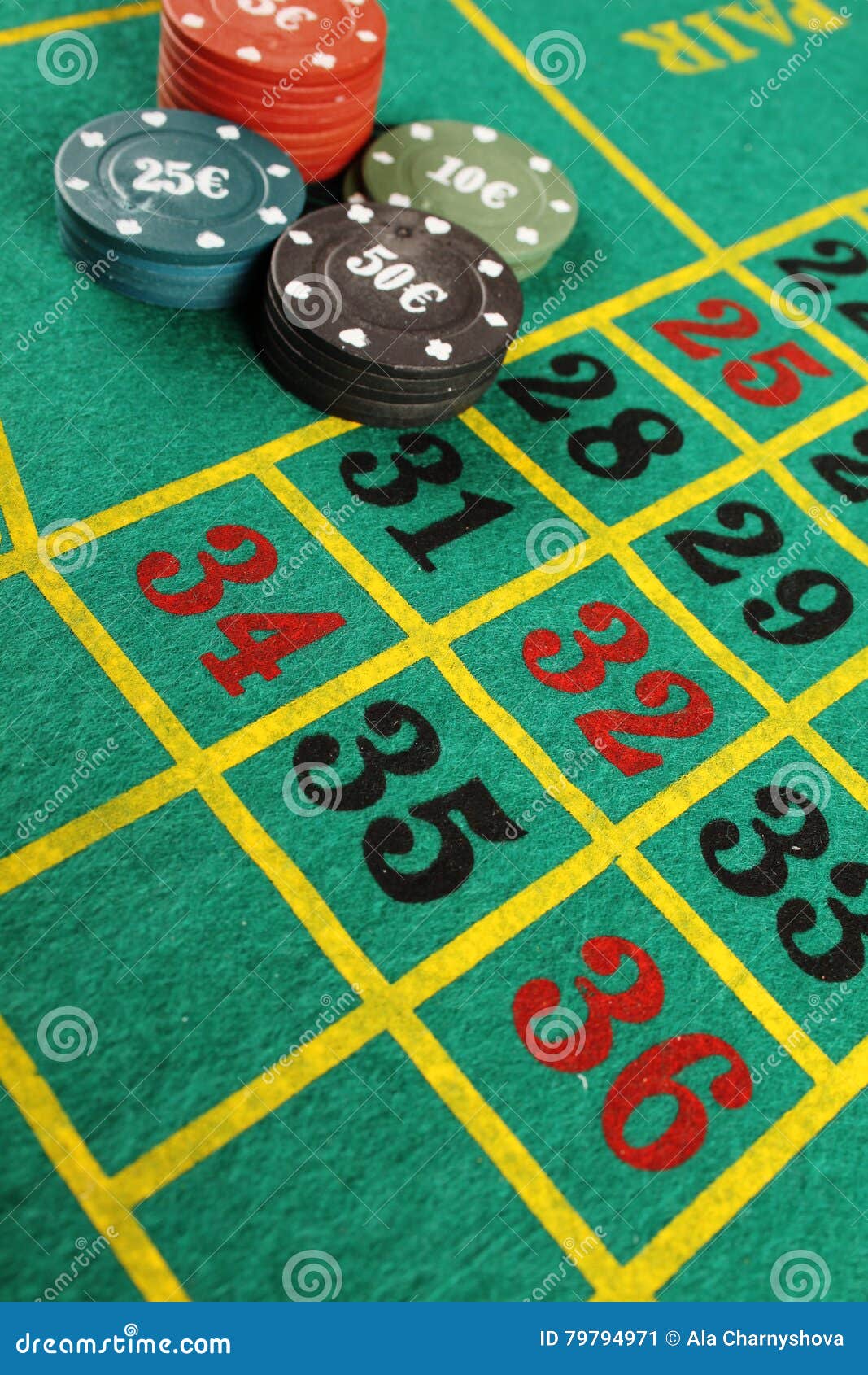 Roulette table and chips stock image. Image of black 79794971