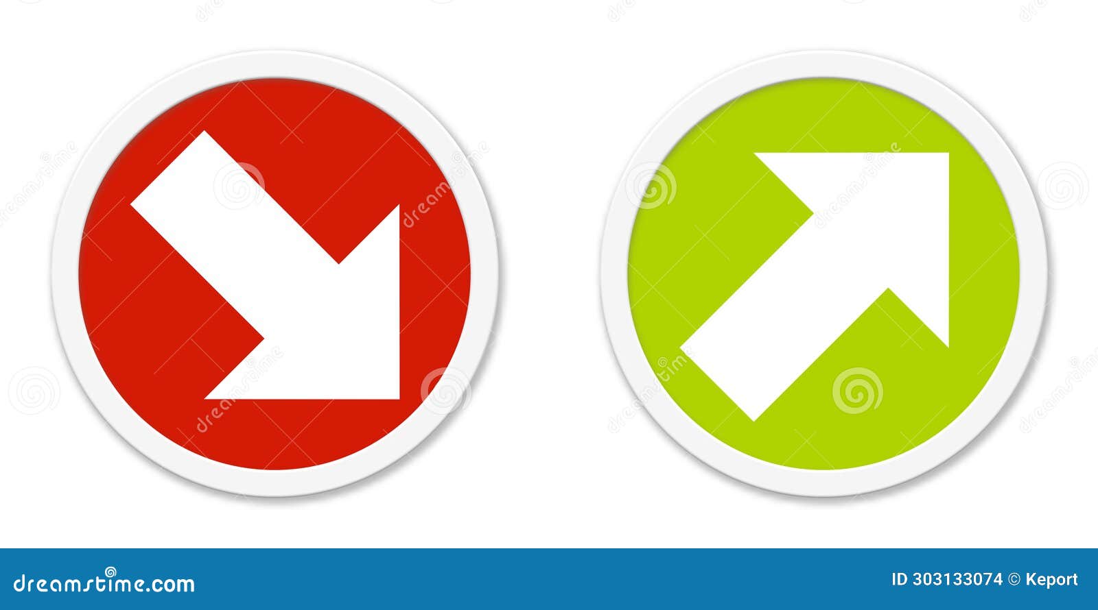 Round Arrow Buttons Up and Down Stock Illustration - Illustration of ...