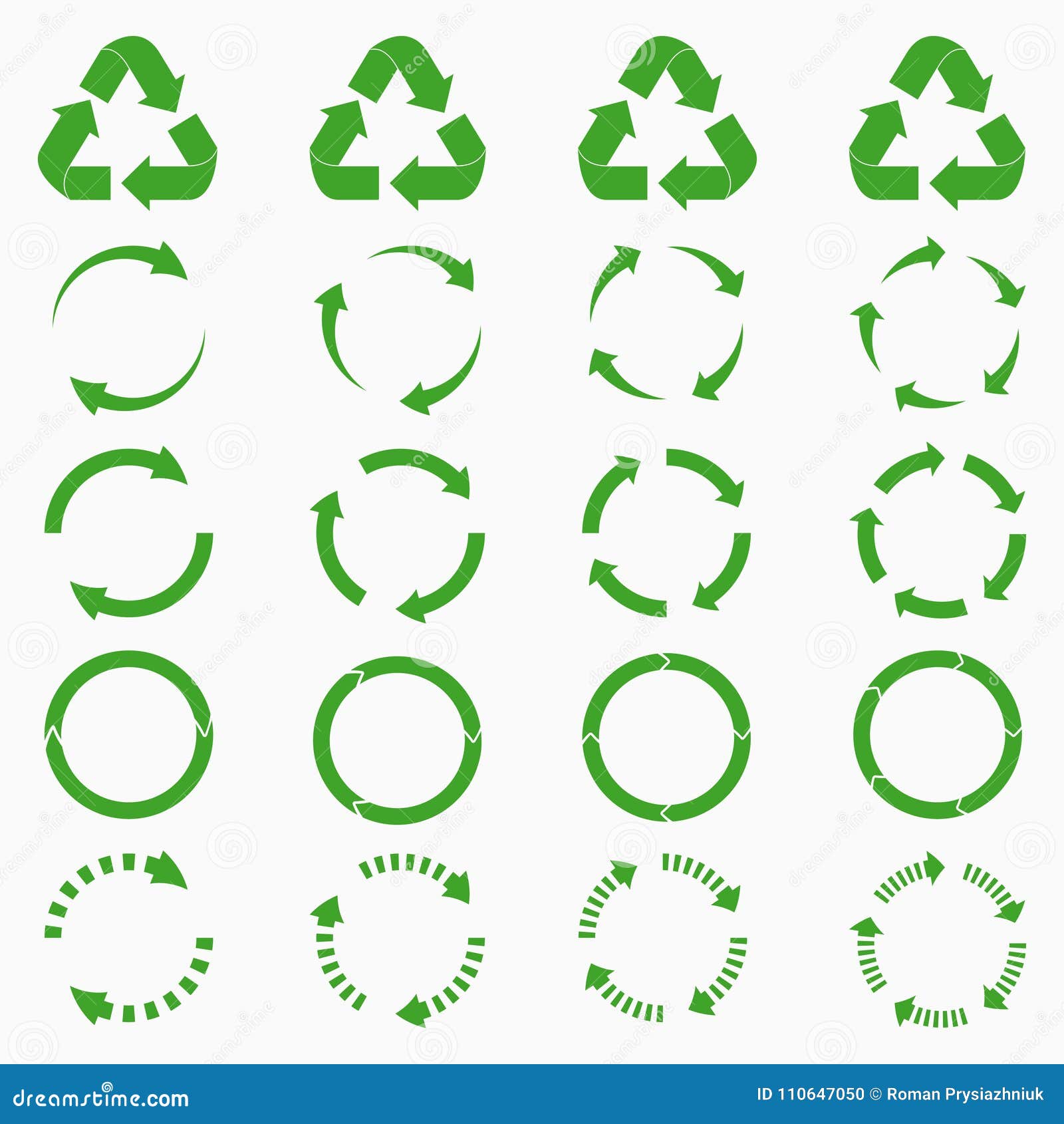 round arrows set. green circle recycle icons collections. .