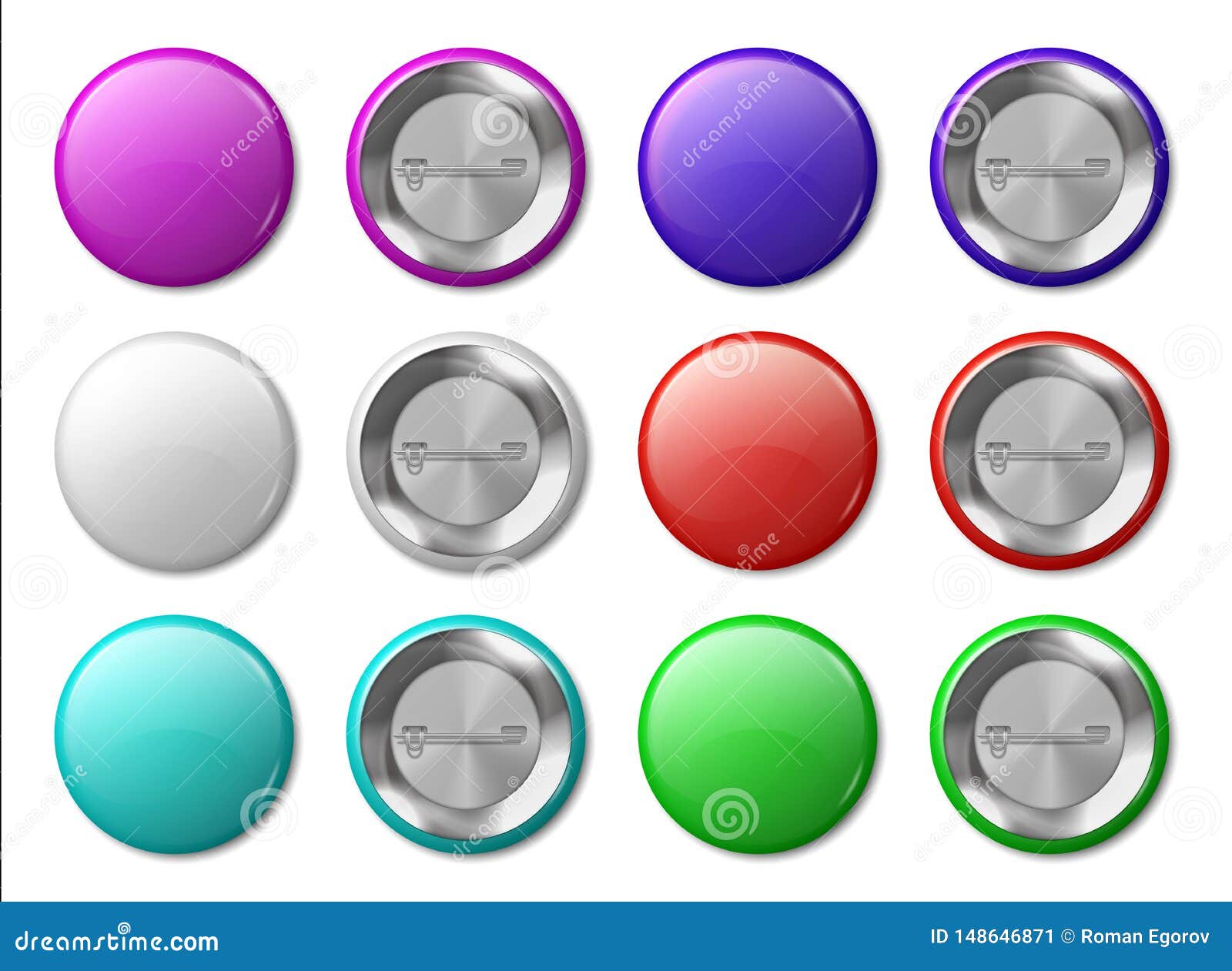 Download Round Badge Mockup. Realistic Metal Labels Design Template ...