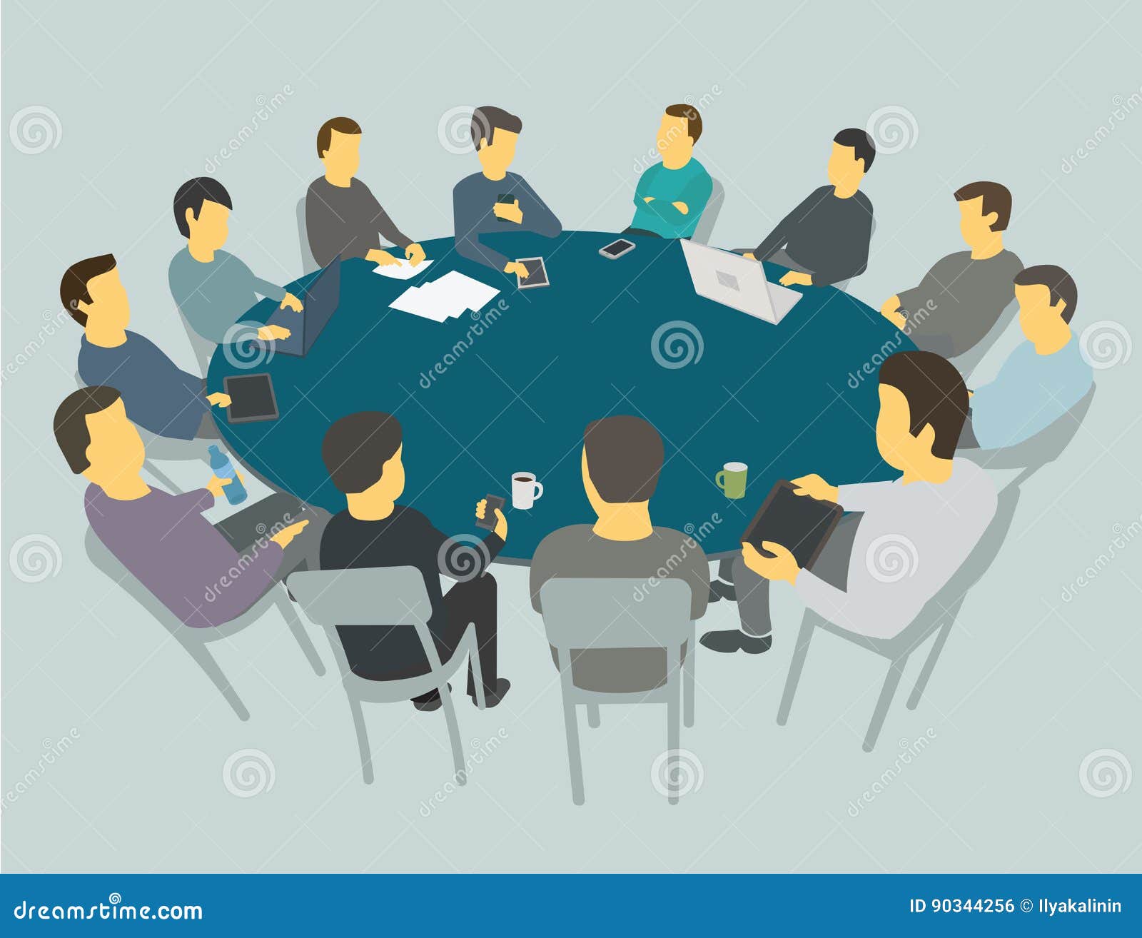 table vector discussion Meeting Big Talks. People Round Team Table Business table vector discussion Meeting Big Talks. People Round Team Table Business