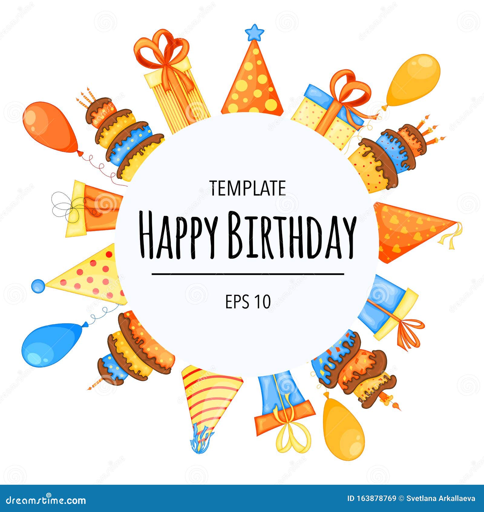 Round Birthday Frame for Your Text. Cartoon Style Stock Illustration -  Illustration of birthday, card: 163878769