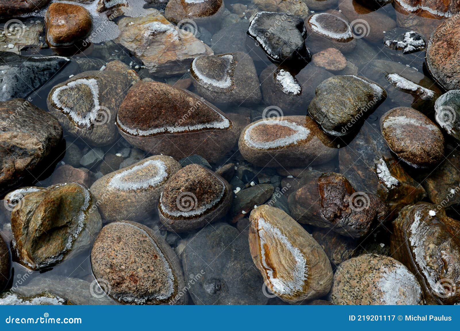 Round Boulders Pulled Out of the River and Inserted into a Pond with
