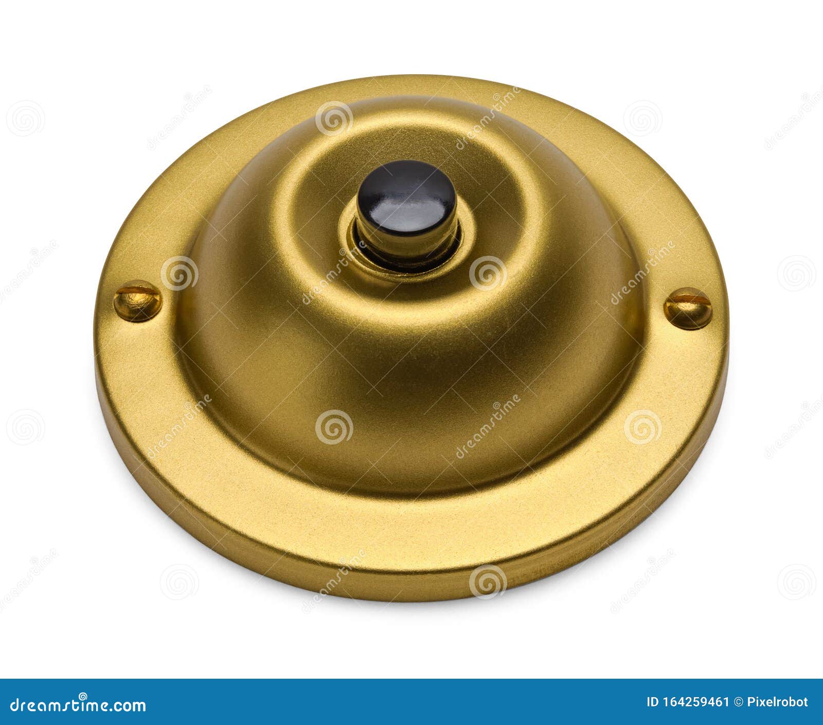 Round Brass Door Bell stock image. Image of brass, white 164259461