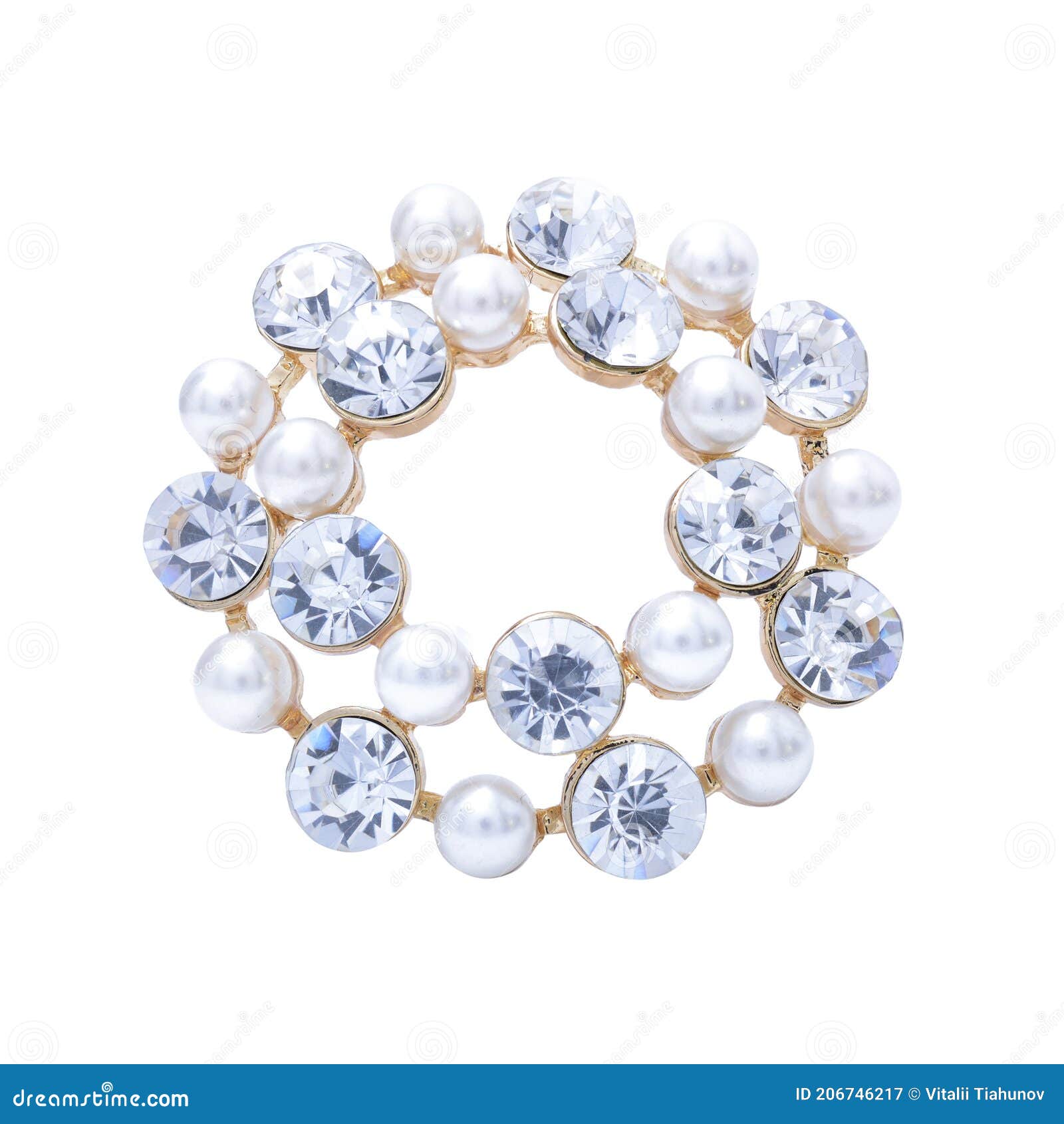 Round Brooch Isolated on White Stock Image Image of elegant