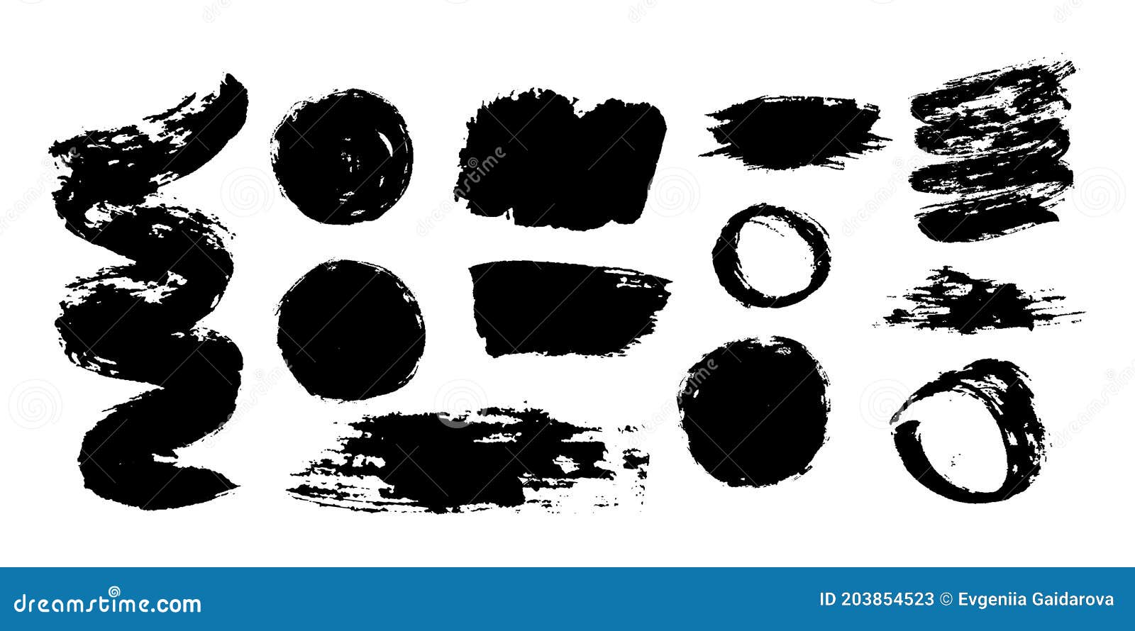 Round and Brush Strokes Grunge Design Elements Stock Vector Illustration of grungy, grunge