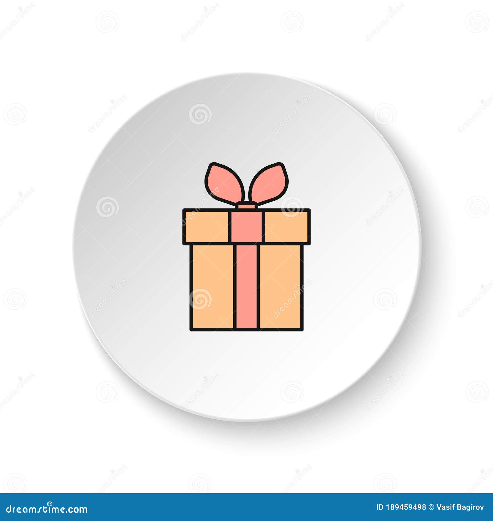 Round Button for Web Icon, Gift, Box, Online. Button Banner Round ...
