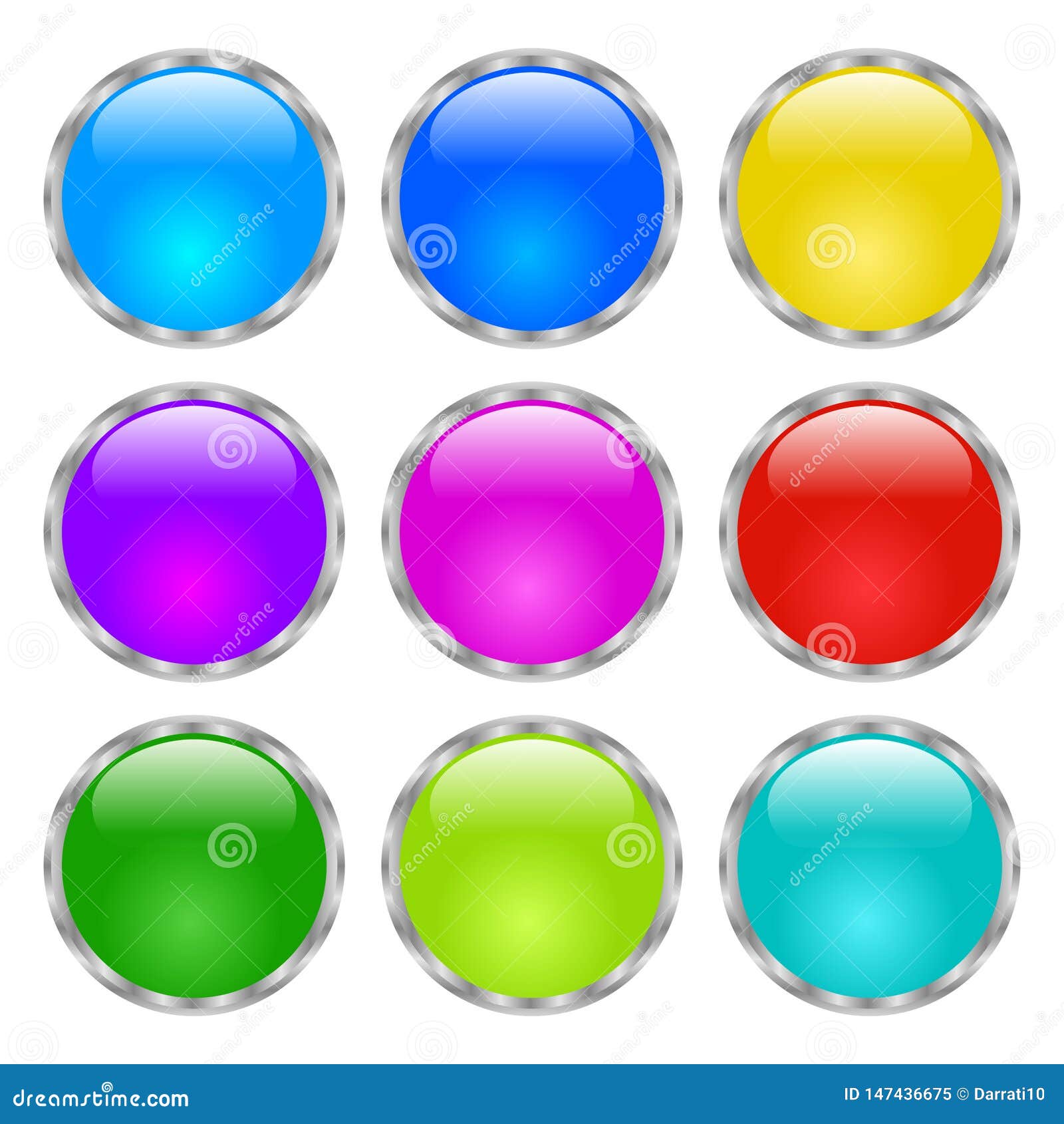 round buttons. shiny web icon with metallic frame.  on white background. raster version 