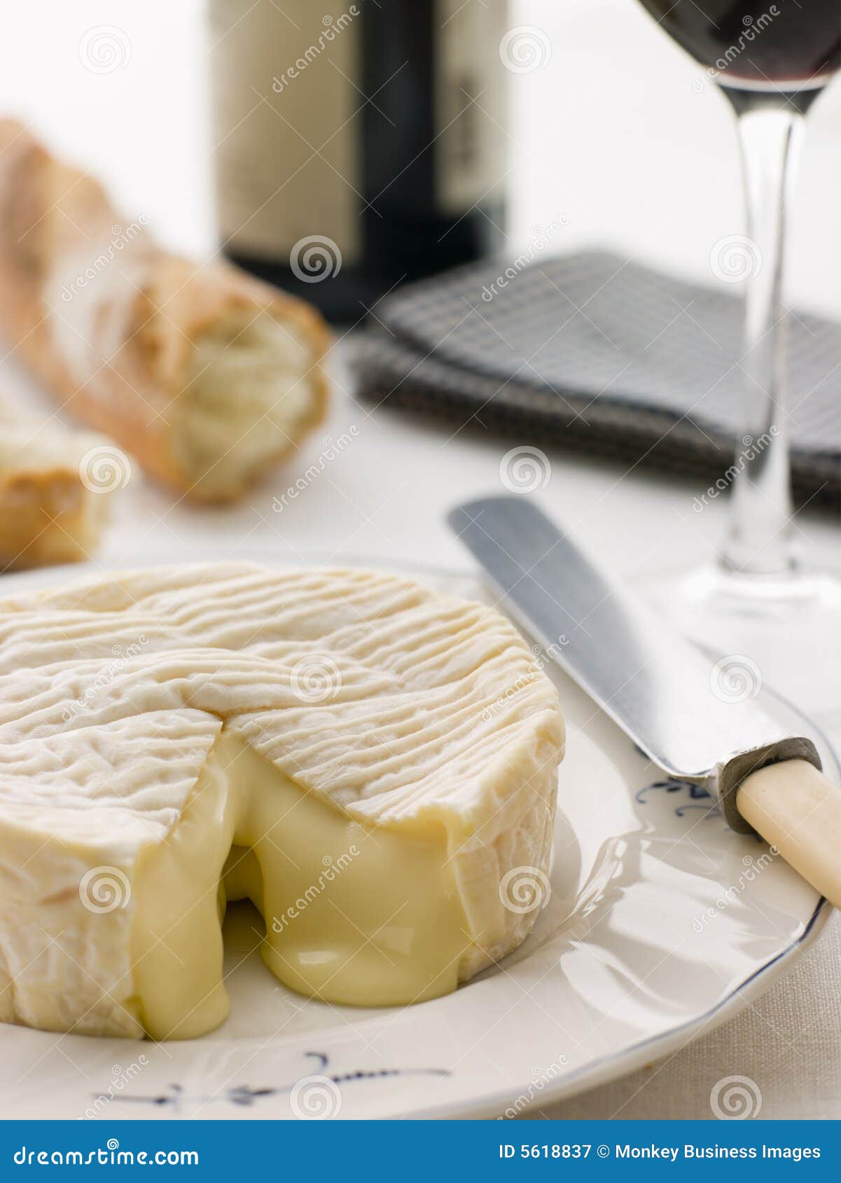 Round of Camembert Cheese with French Stick Stock Image Image of