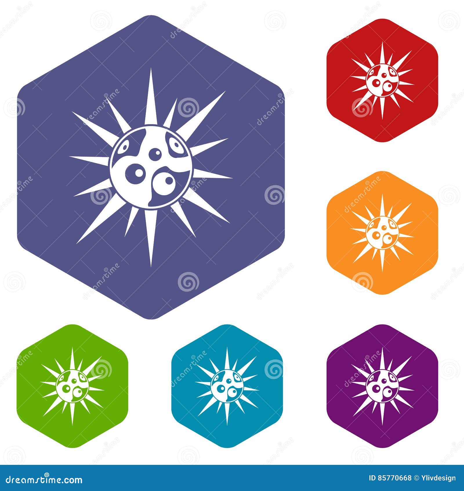 Round Cell Virus Icons Set Stock Vector Illustration Of