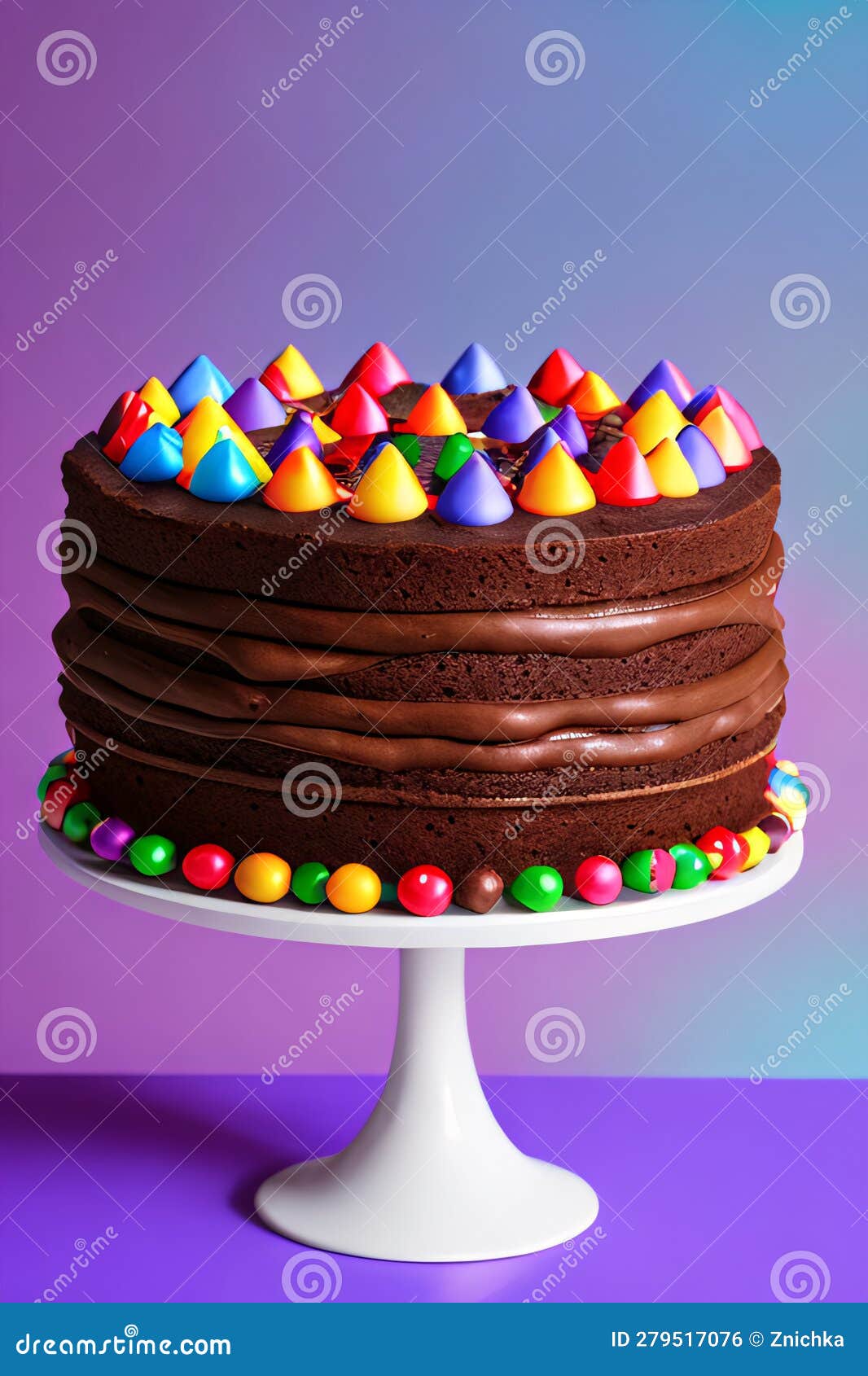 Round Chocolate Cake with Cream and Chocolate Shavings Stock Photo ...