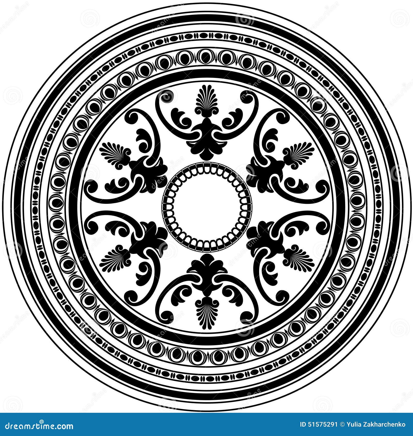 Download Round Decorative Black Ornament Isolated On White Stock ...