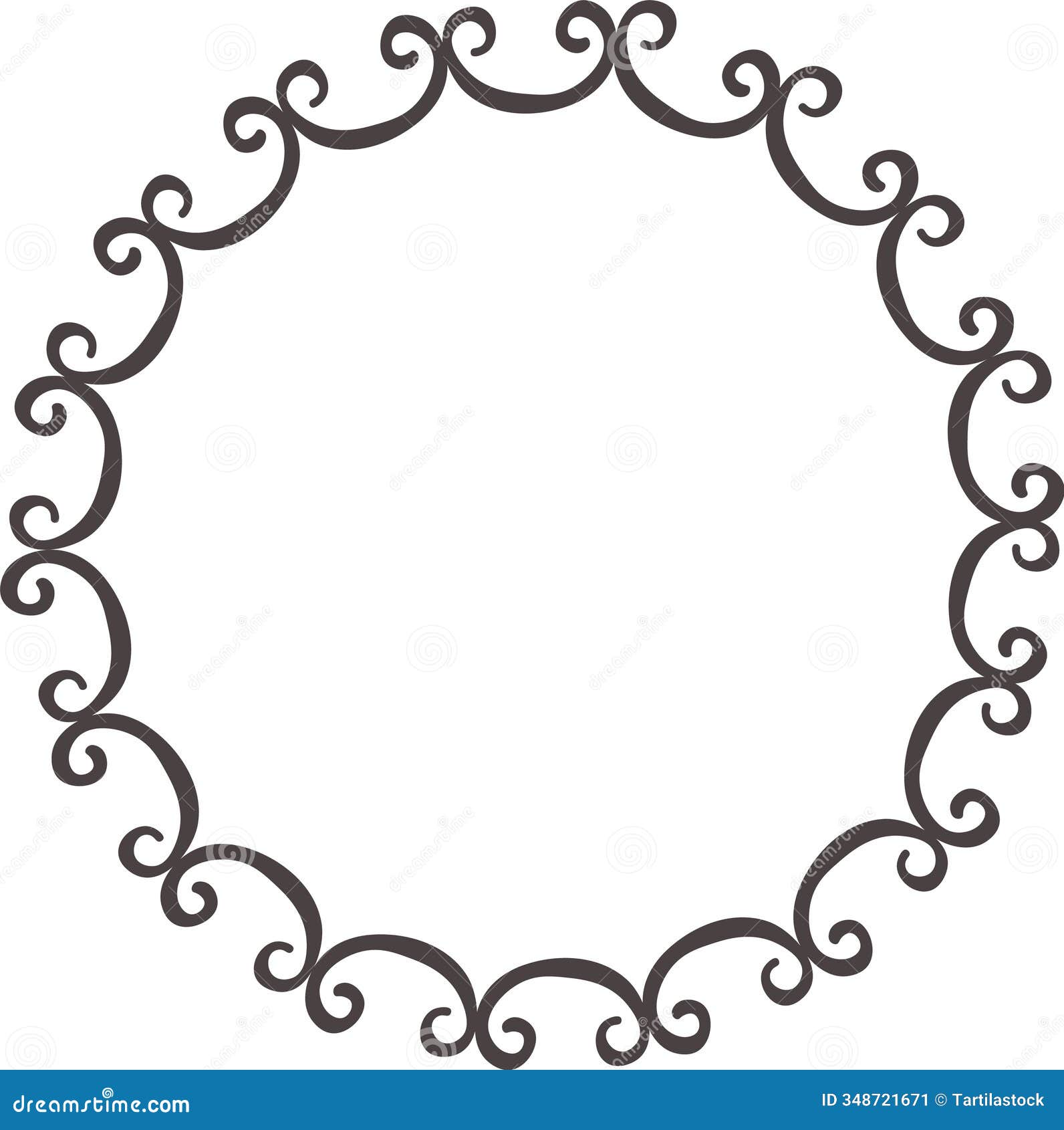 round decorative frame with swirls creating elegant border, perfect for invitations, announcements, or any 