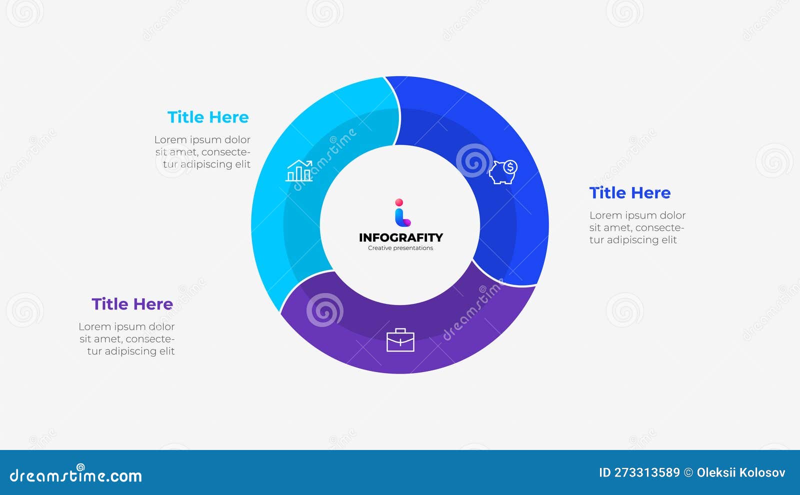 round diagram divided into 3 segments. concept of three options of business project infographic