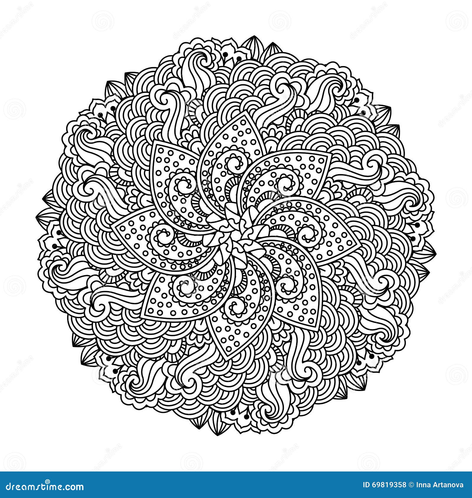 Download Round Element For Coloring Book. Stock Vector - Illustration of curve, botany: 69819358