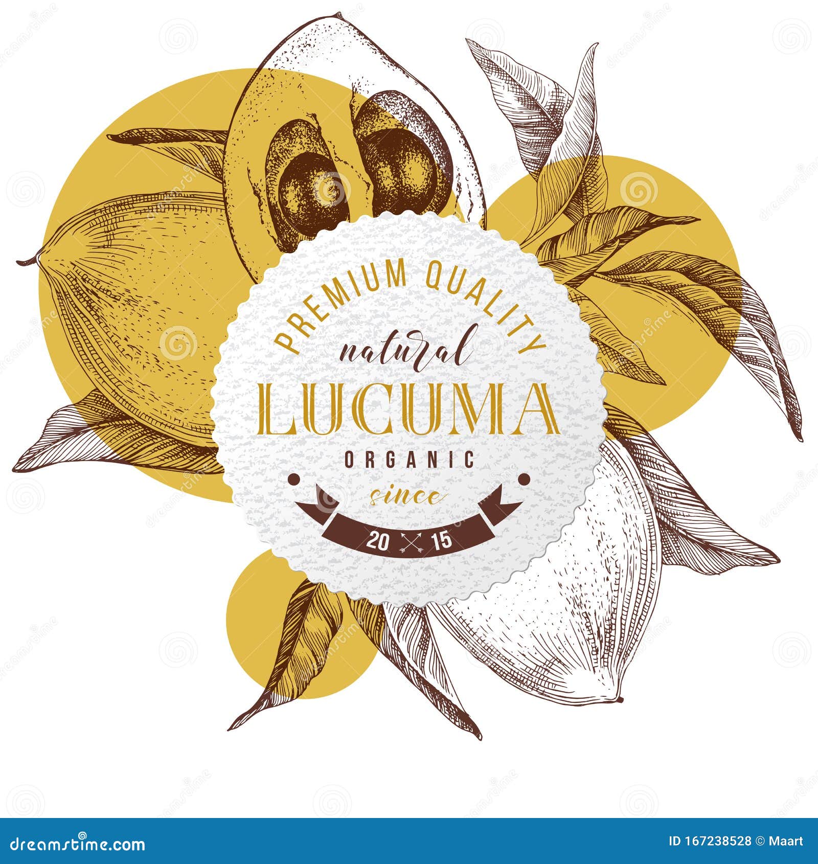 round emblem with hand drawn lucuma branches