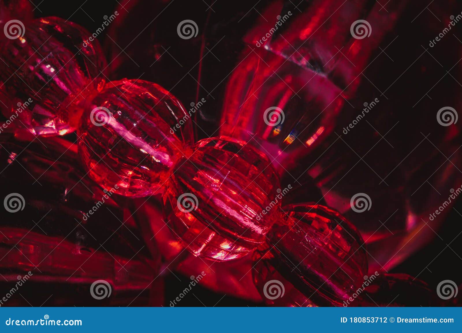 bokeh red faceted crystal beads.