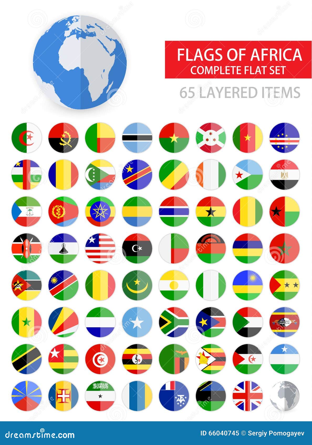 Round Flat Flags of Africa Complete Set Stock Vector Illustration of