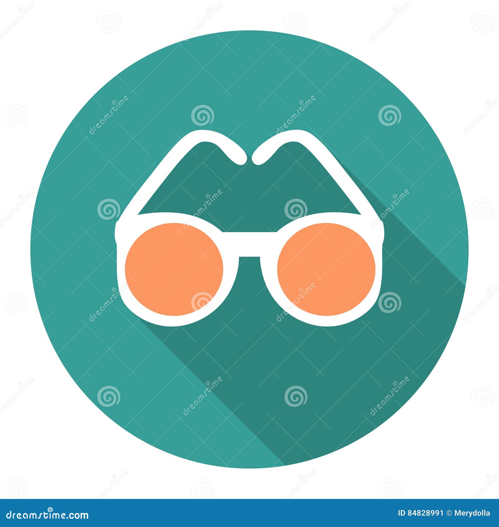 Round Flat Icon with White Sunglasses Stock Illustration Illustration
