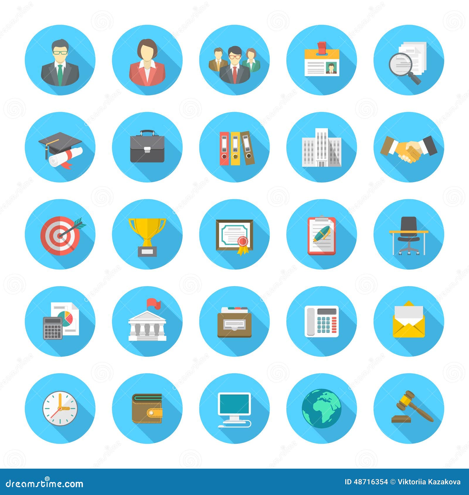 round flat resume icons