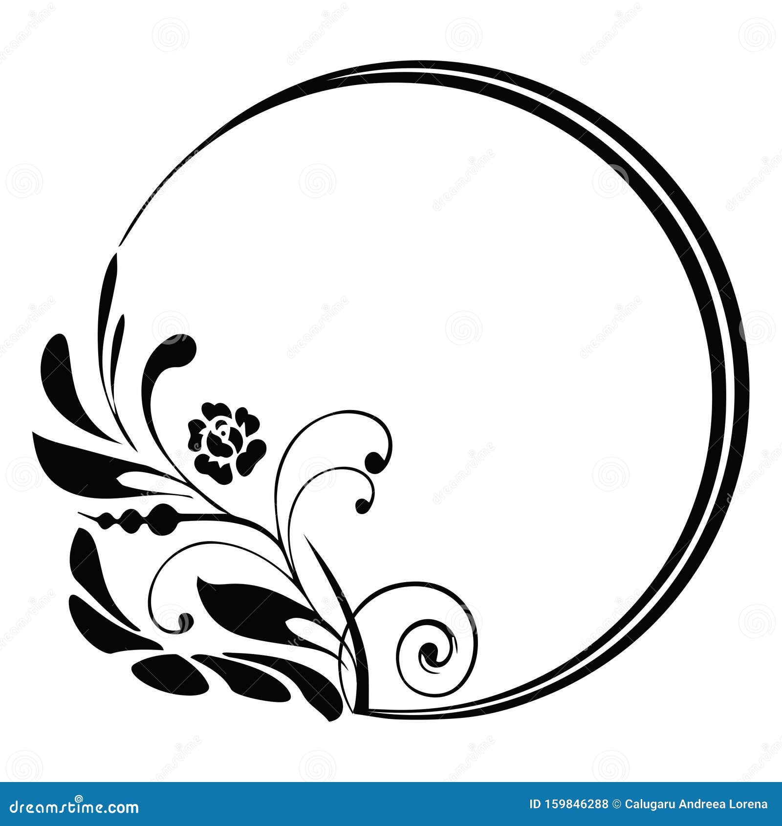 Round Floral Frame Border Stock Vector Illustration Of Elegant 159846288