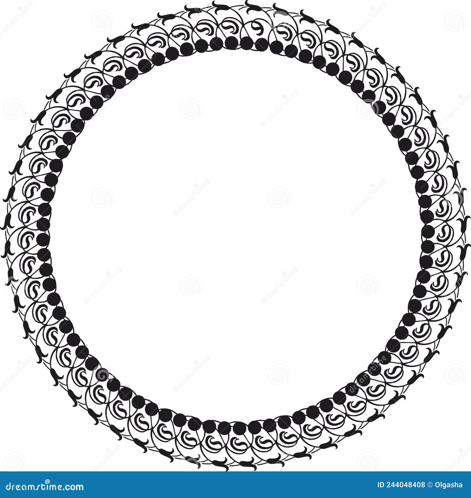 round frame. circle ornamental decorative frame with floral 