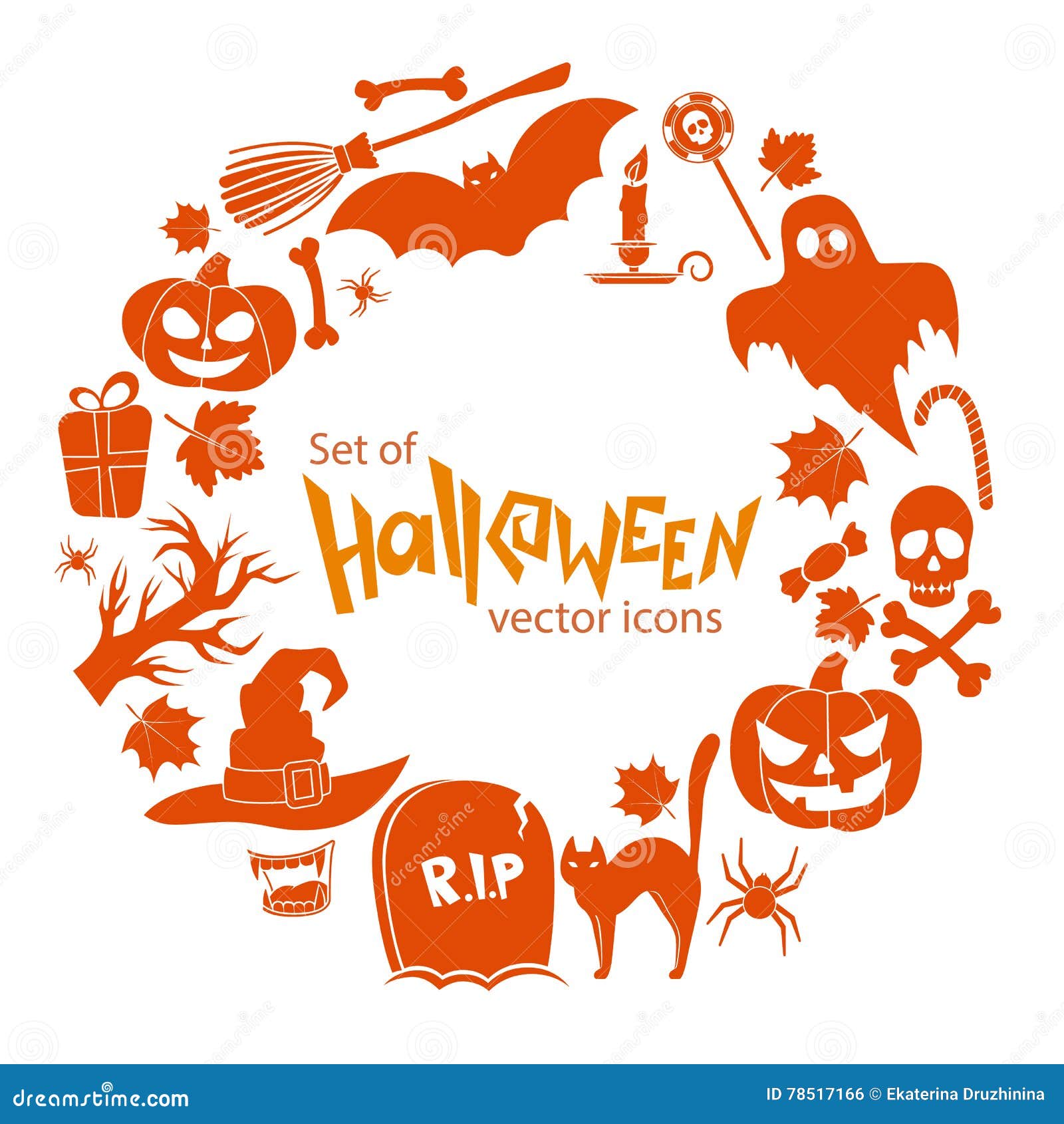 Download Round Frame With Halloween Icons Stock Vector ...