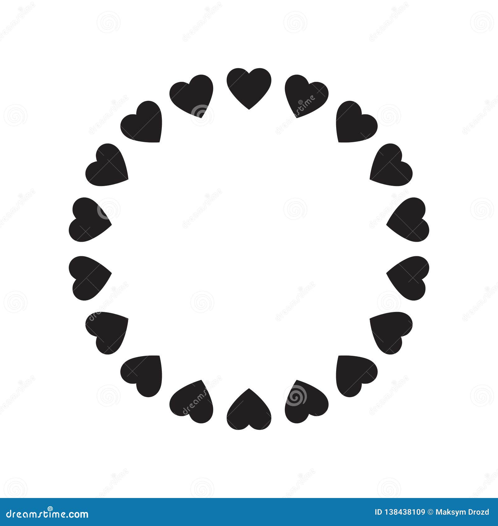 Download Round Frame Of Hearts, Isolated Vector Romantic Round ...