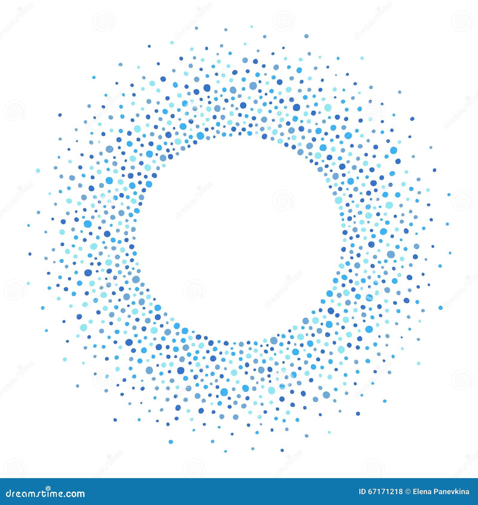 round frame made of dots or spots, shades of blue