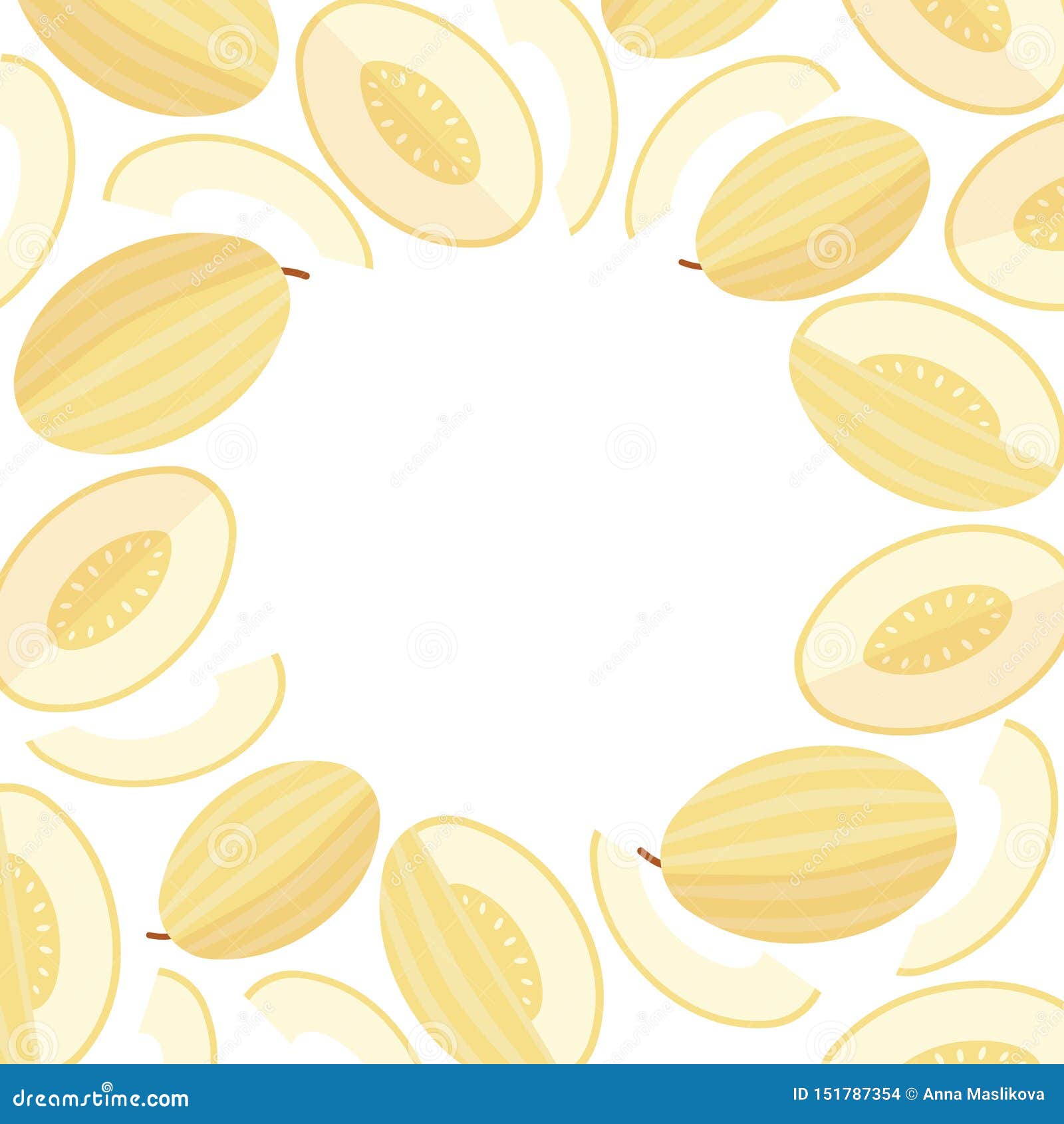Round Frame of Melon for Template, Flat Style Stock Illustration Round Frame of Melon for Template, Flat Style Stock Illustration