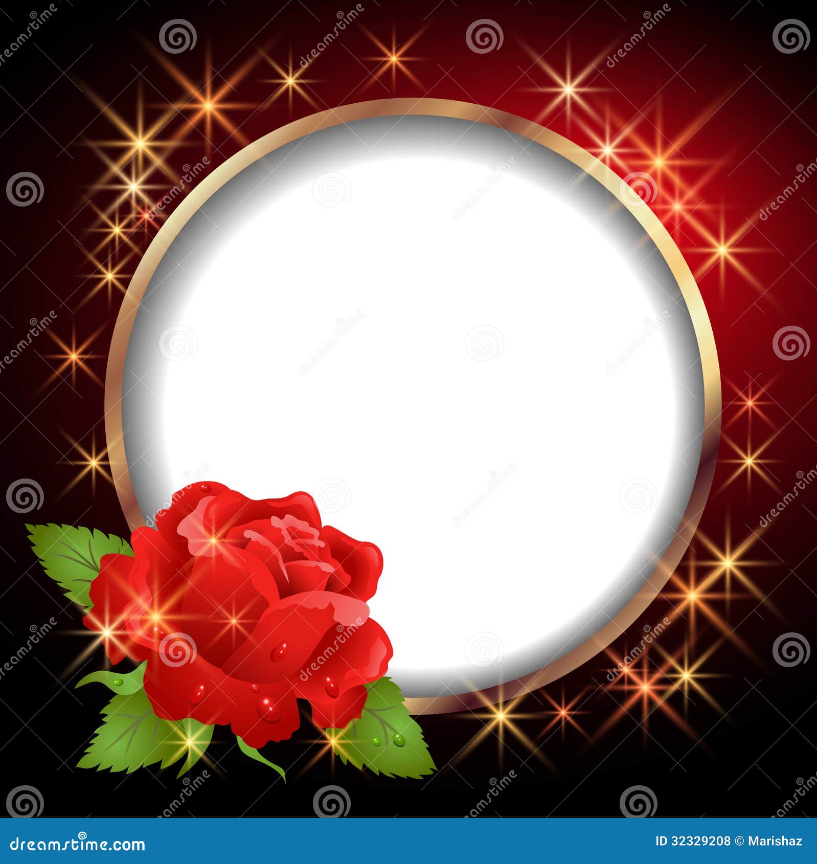 Round frame and rose stock vector. Illustration of beautiful - 32329208
