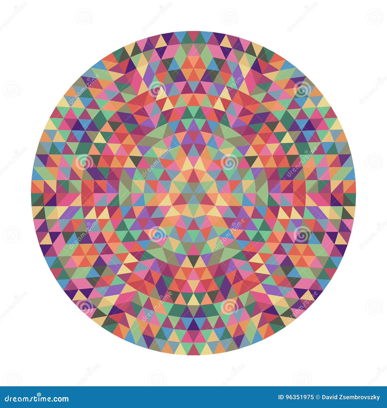 Round geometric triangle mandala design - symmetric vector pattern graphic art from colored triangles