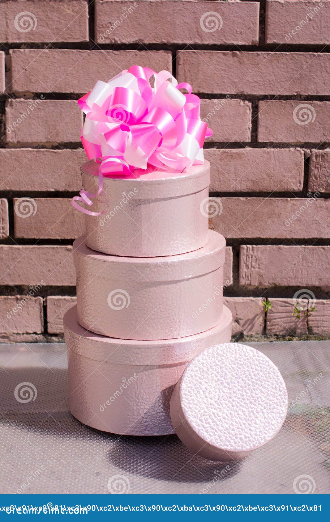 Round gift boxes. stock photo. Image of anniversary 221192632