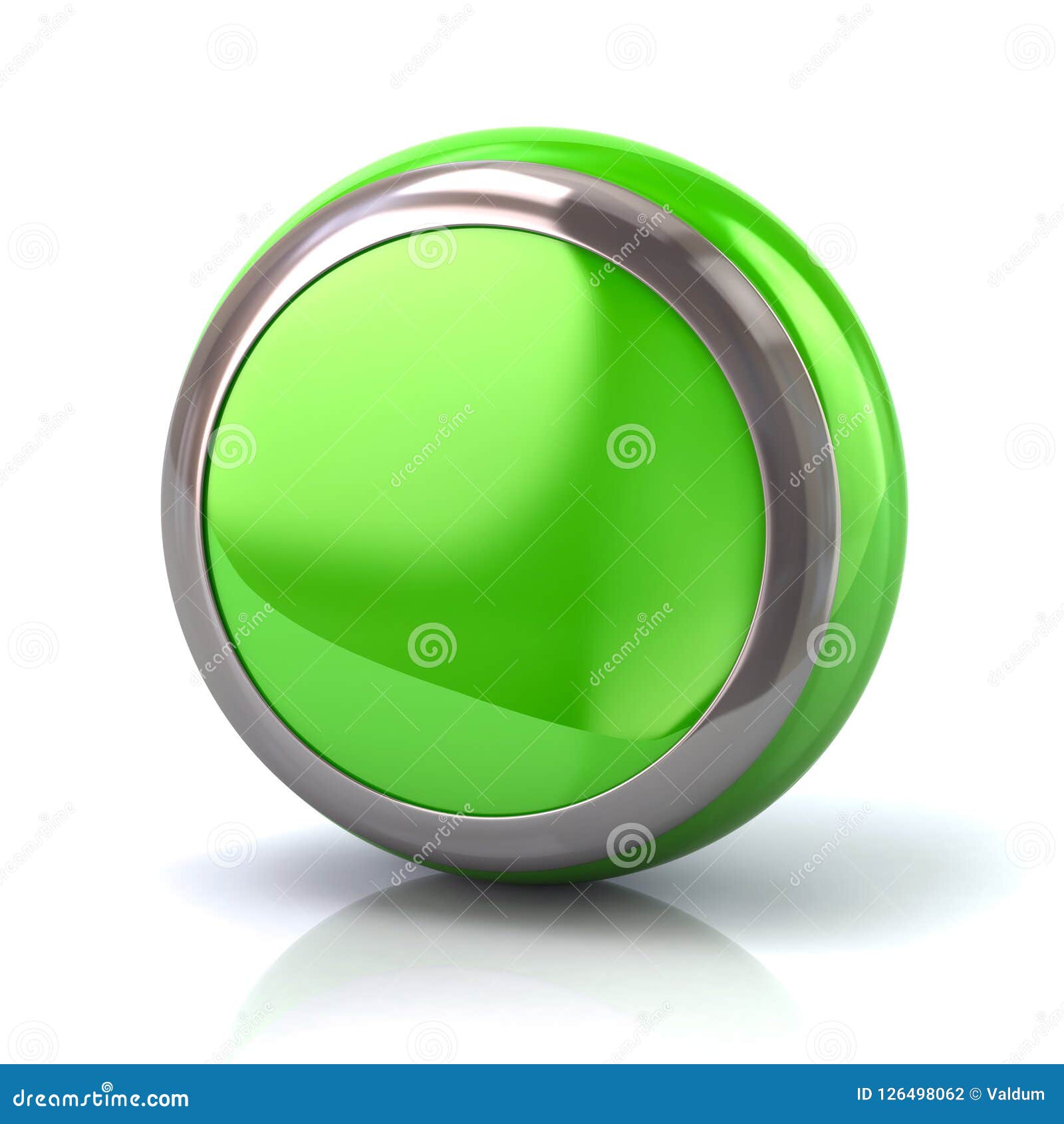 round green button with metal borde 3d 