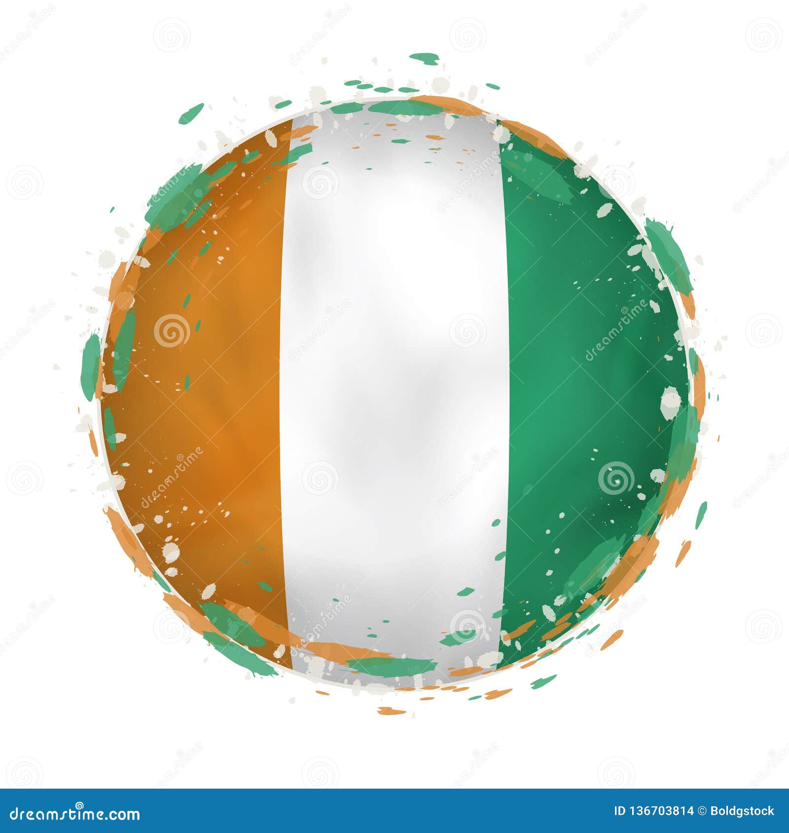 Download Round Grunge Flag Of Ivory Coast With Splashes In Flag ...