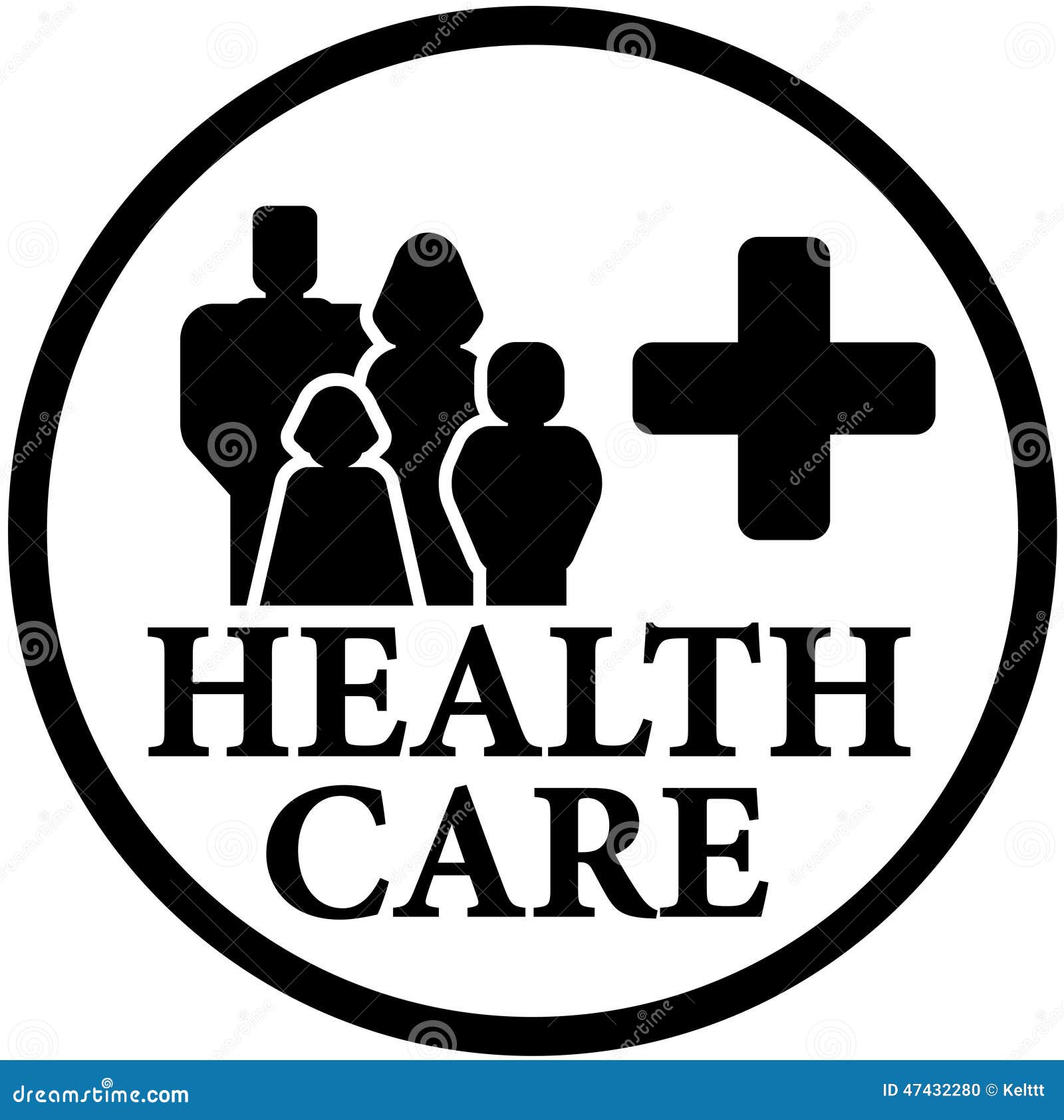 Round Health Care Icon With Family Stock Vector - Image: 47432280