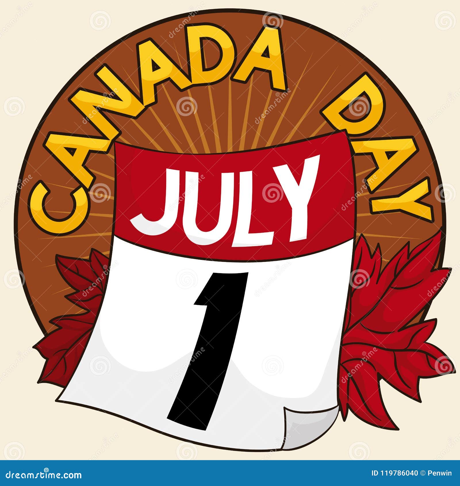 Maple Leaves and Calendar with Date for Canada Day, Vector Illustration