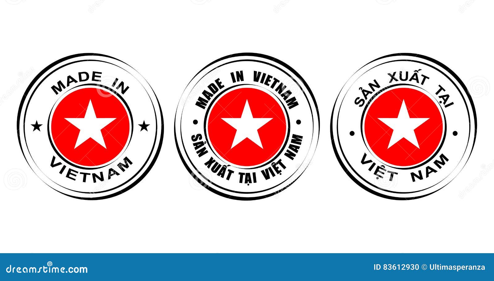Round Labels "Made in Vietnam" with Flag Stock Vector Illustration of print, language 83612930