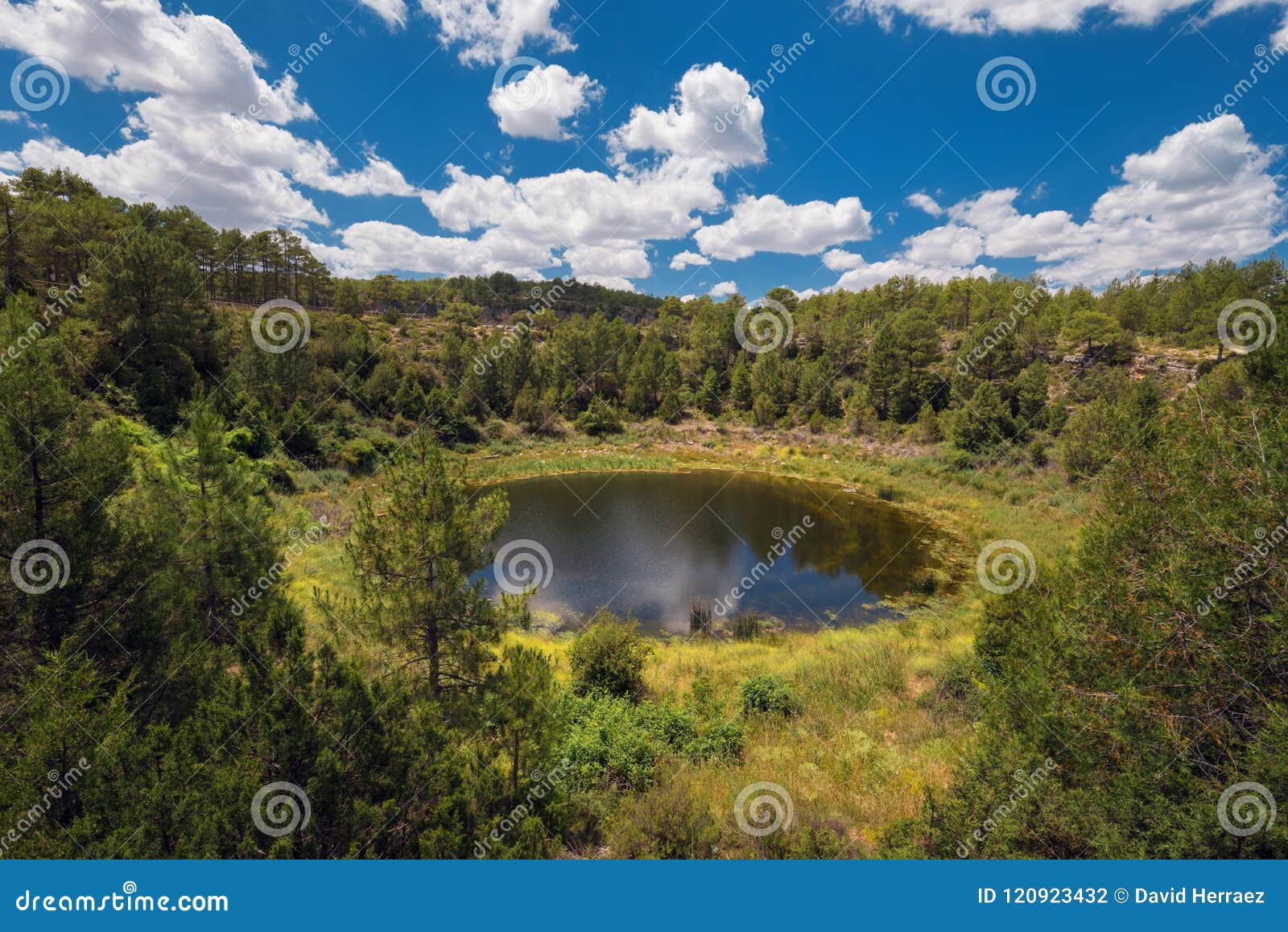 round lake geologic formation in cuenca province, castilla la mancha, spain.