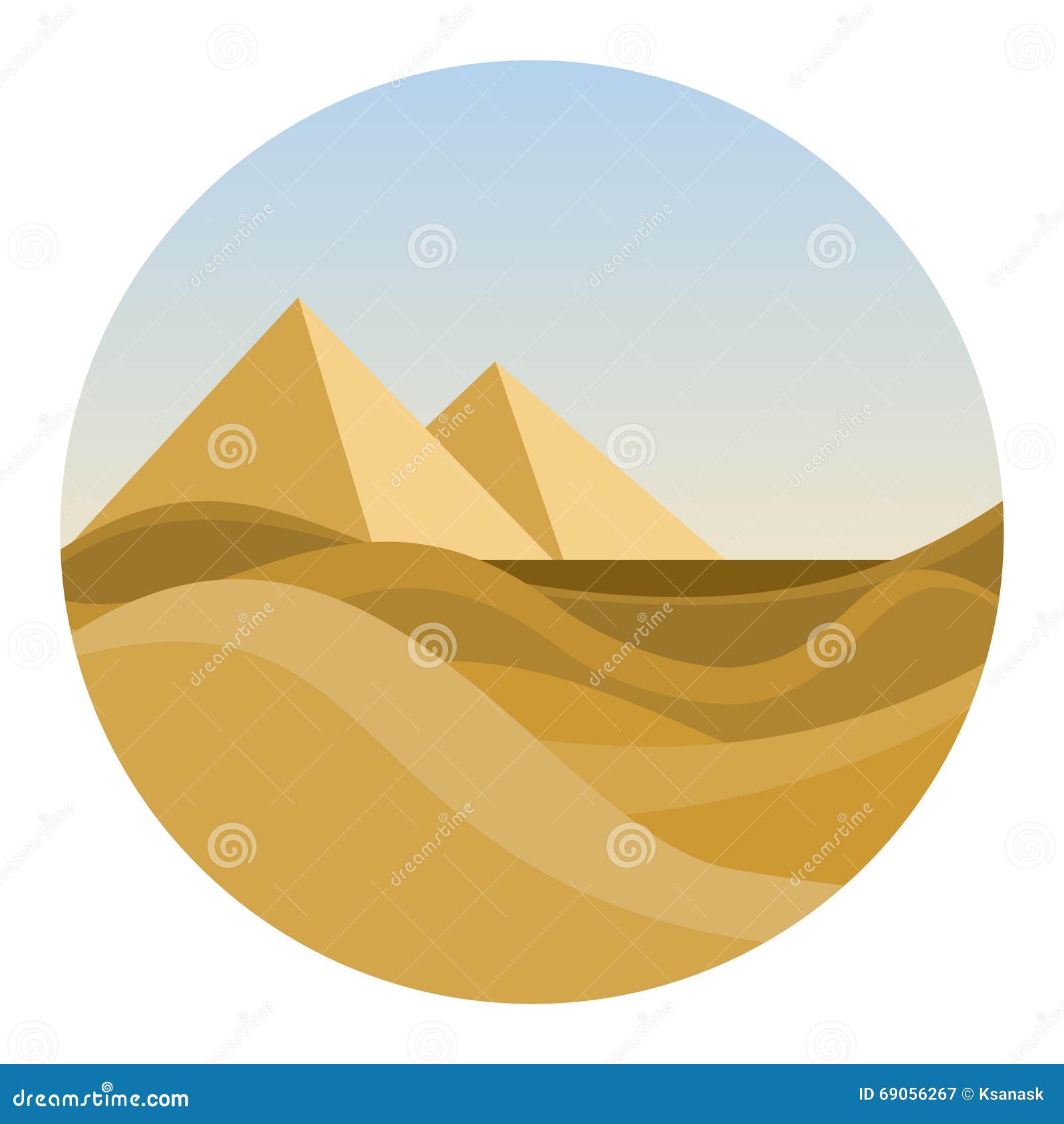 Round Location with Egyptian Desert Stock Vector - Illustration of dune ...