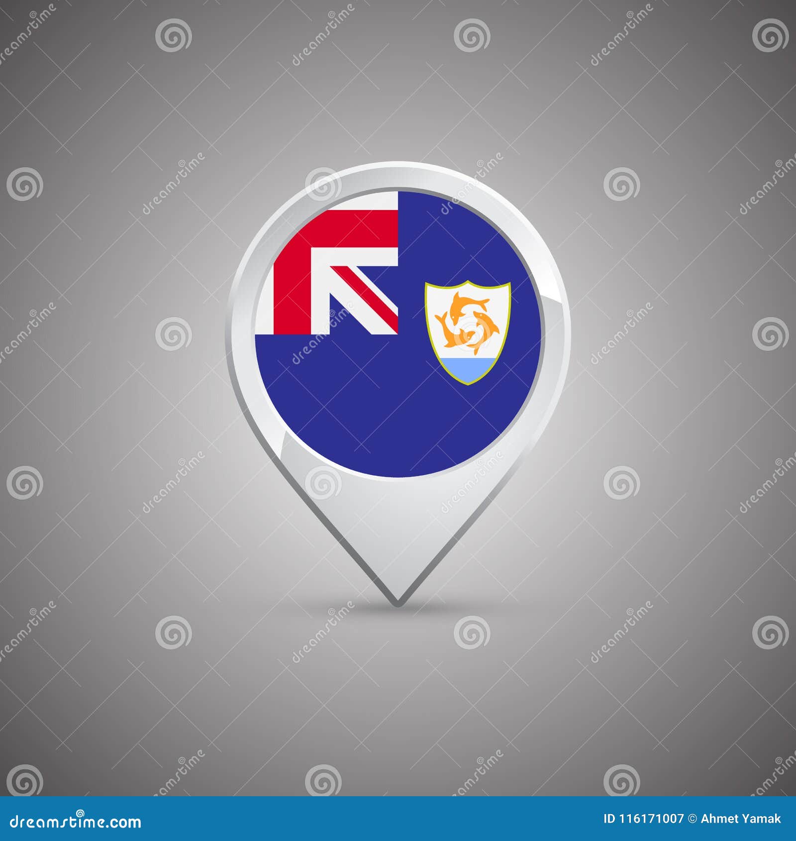 Round Location Pin With Flag Of Anguilla Stock Illustration Illustration Of Country Icon