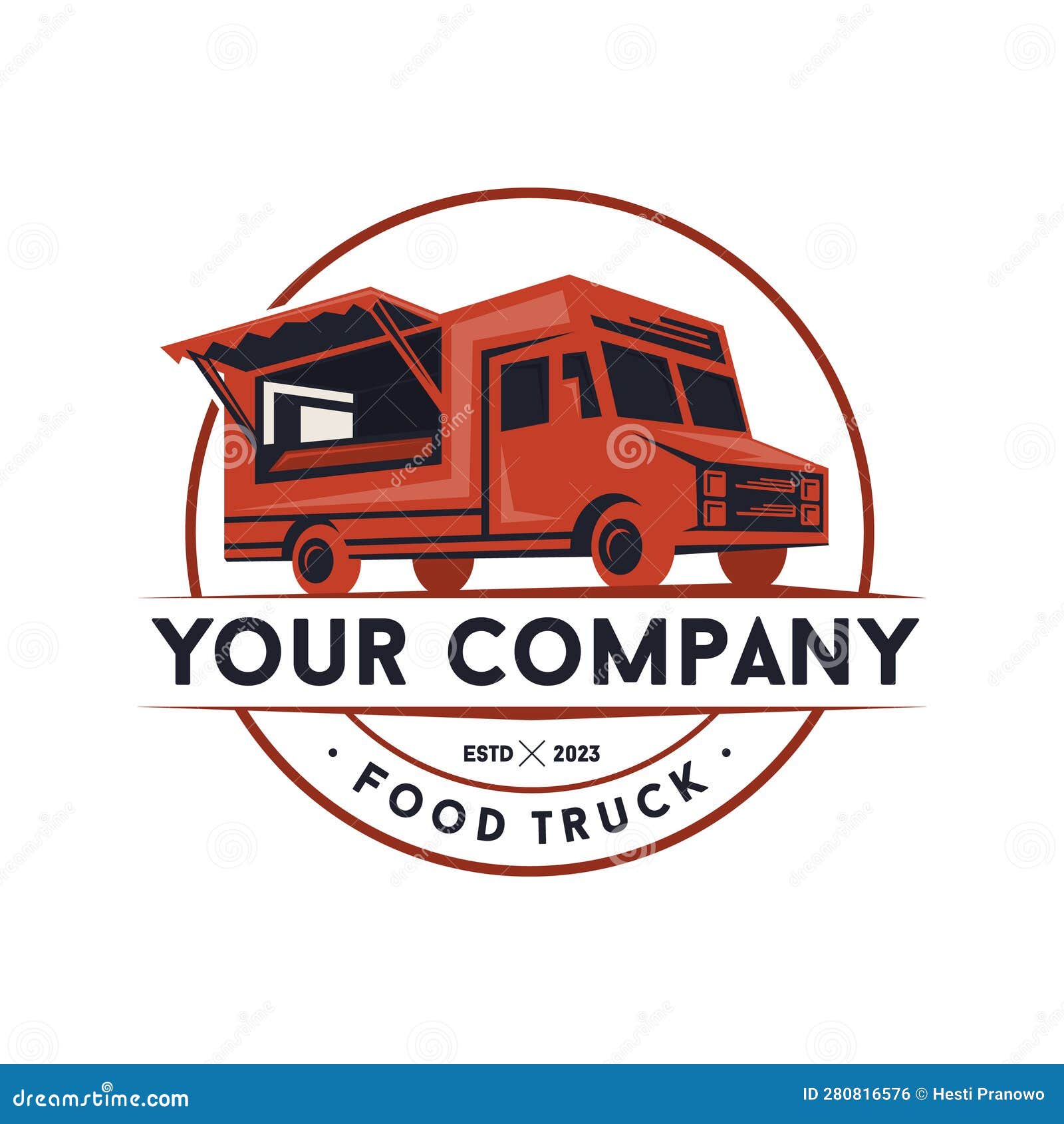 Round Logo of Food Truck Vector Template Stock Vector - Illustration of ...