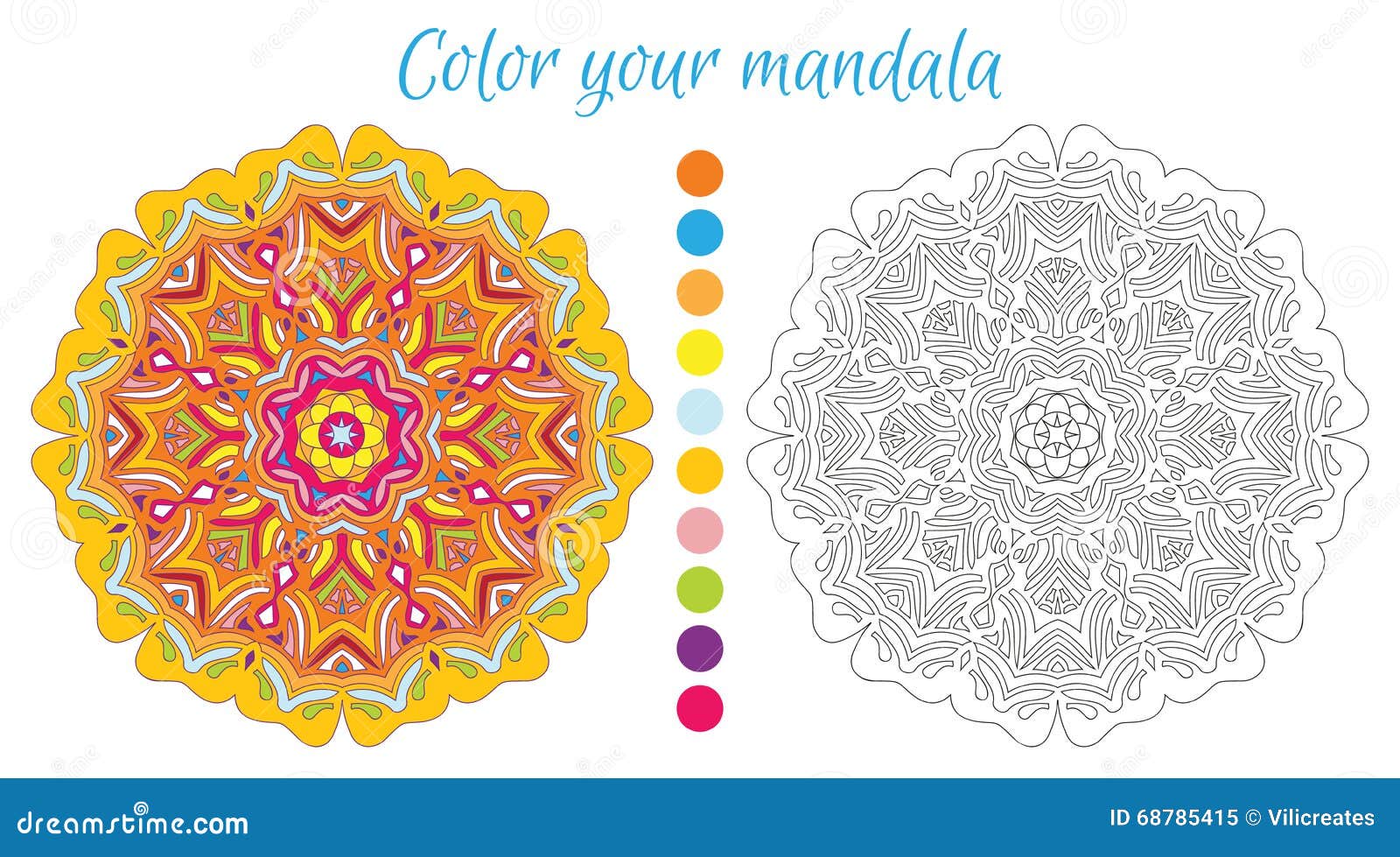 round mandala  for adult coloring book.